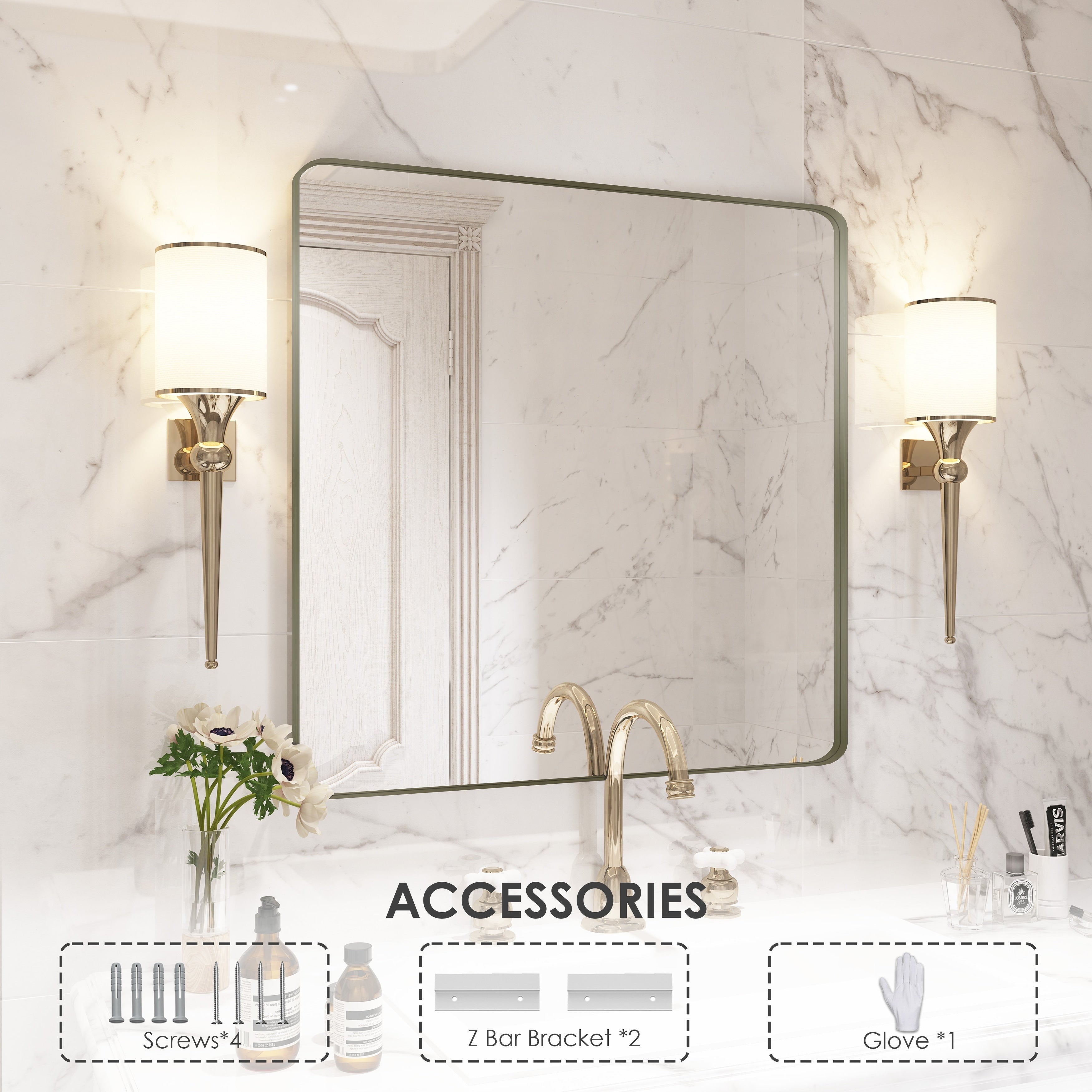 QuivaraView Rectangular Aluminum Framed Bathroom Vanity Mirror