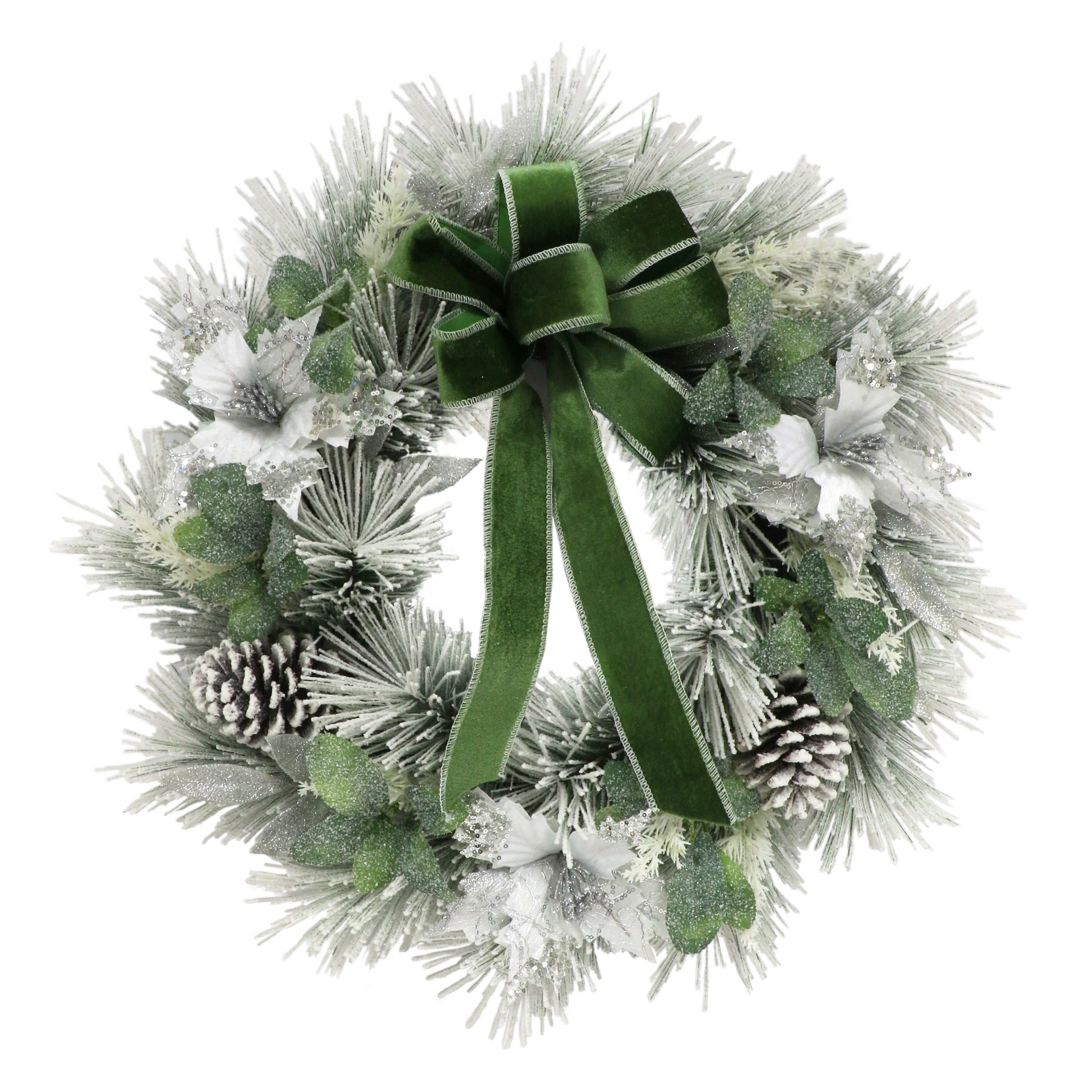 Puleo International 24 in. Decorated Flocked Artificial Christmas Wreath - White