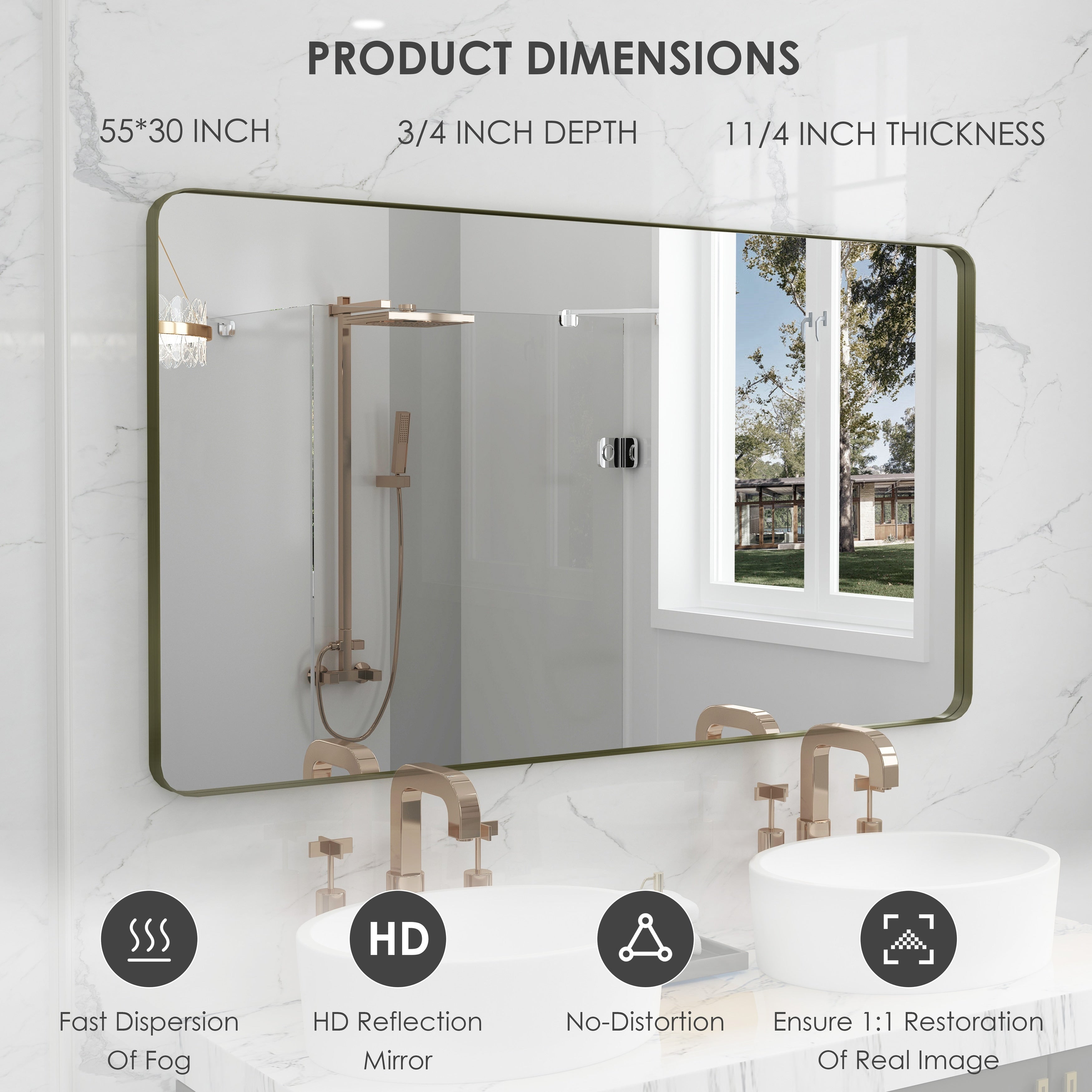 QuivaraView Rectangular Aluminum Framed Bathroom Vanity Mirror