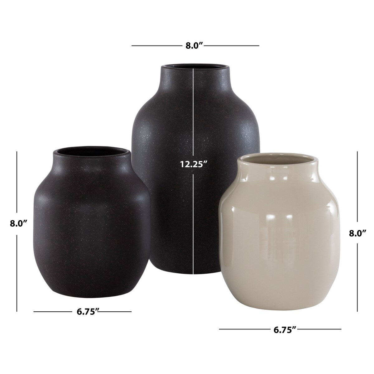 SAFAVIEH Home Raya Ceramic Vase [SET of 3] - 8Wx8Dx12H