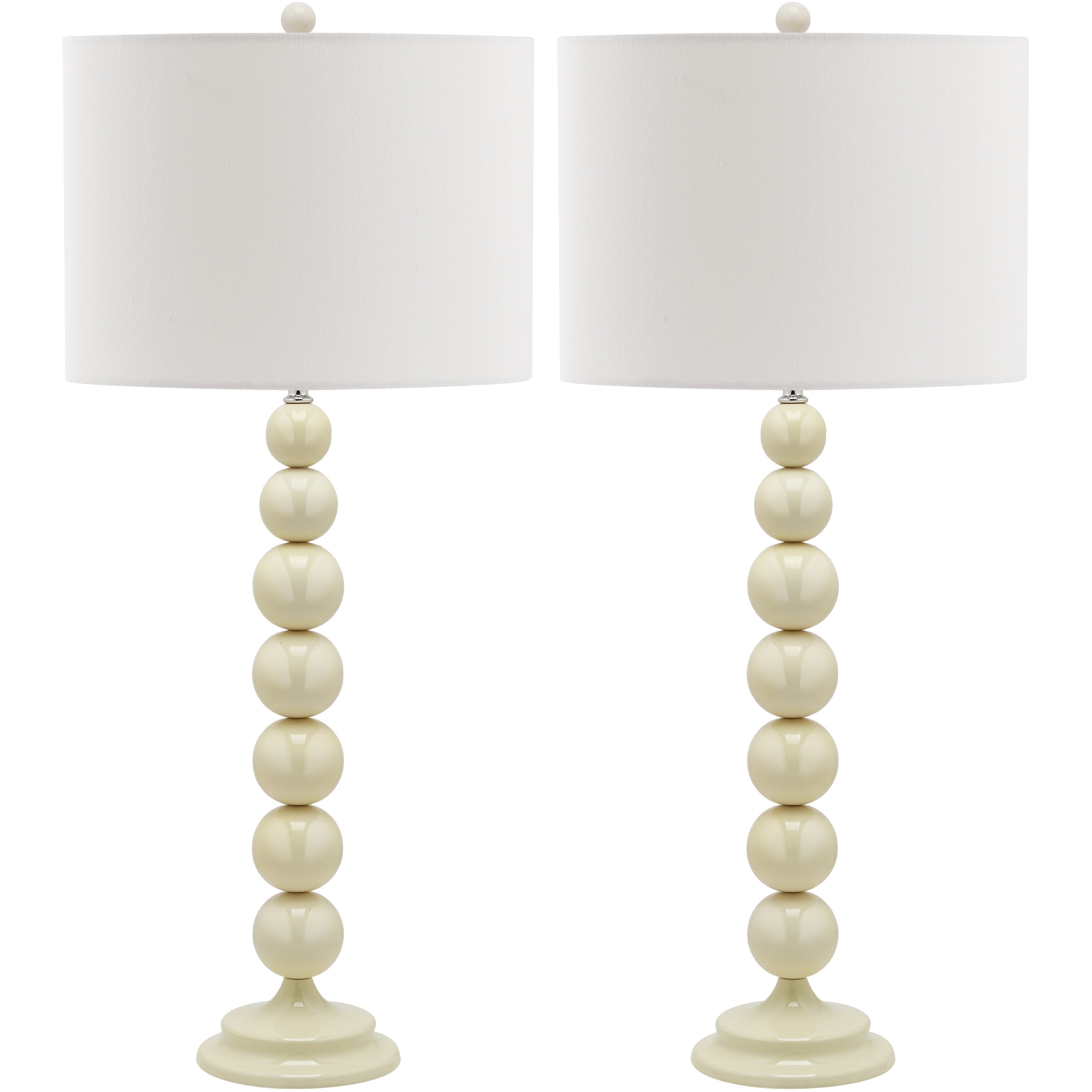 SAFAVIEH Lighting Mechelle 31-inch Stacked Ball White Table Lamp (Set of 2) - 14x14x31.5 - 14Wx14Dx32H