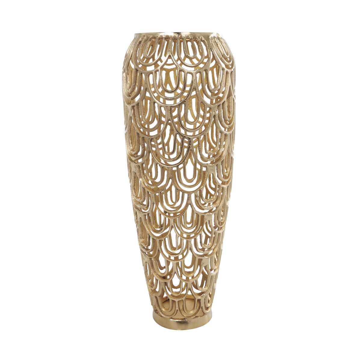 Aluminum Metal Geometric Tall Art Deco Inspired Arched Decorative Vase - Gold or Silver - Roche River Decor