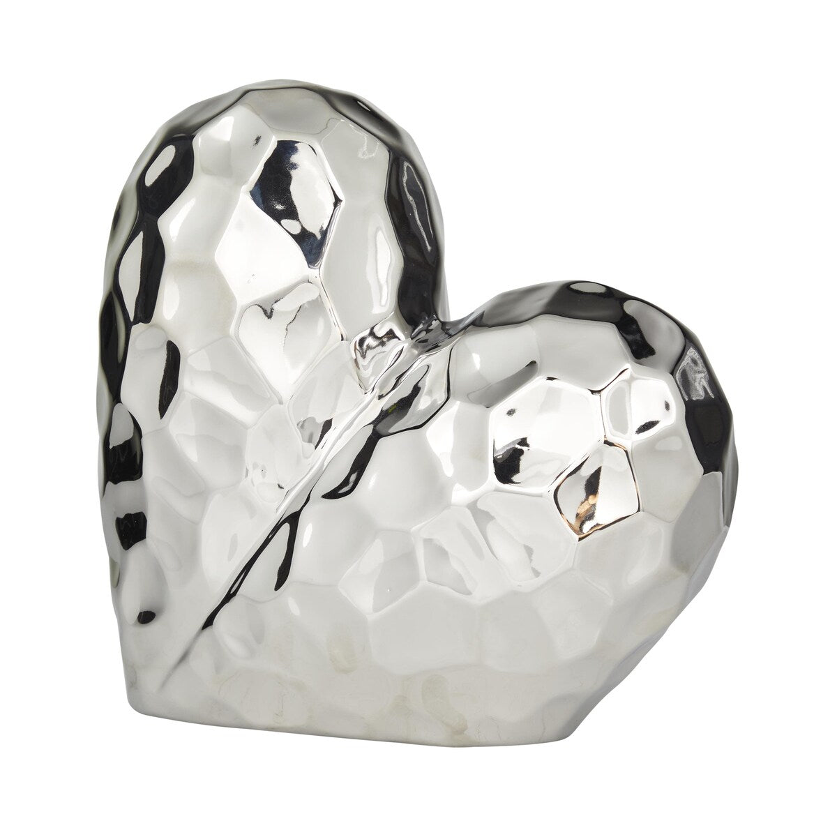 Porcelain Ceramic Heart Dimensional Angled Origami Inspired Sculpture - Gold, Silver, White or Black - Roche River Decor