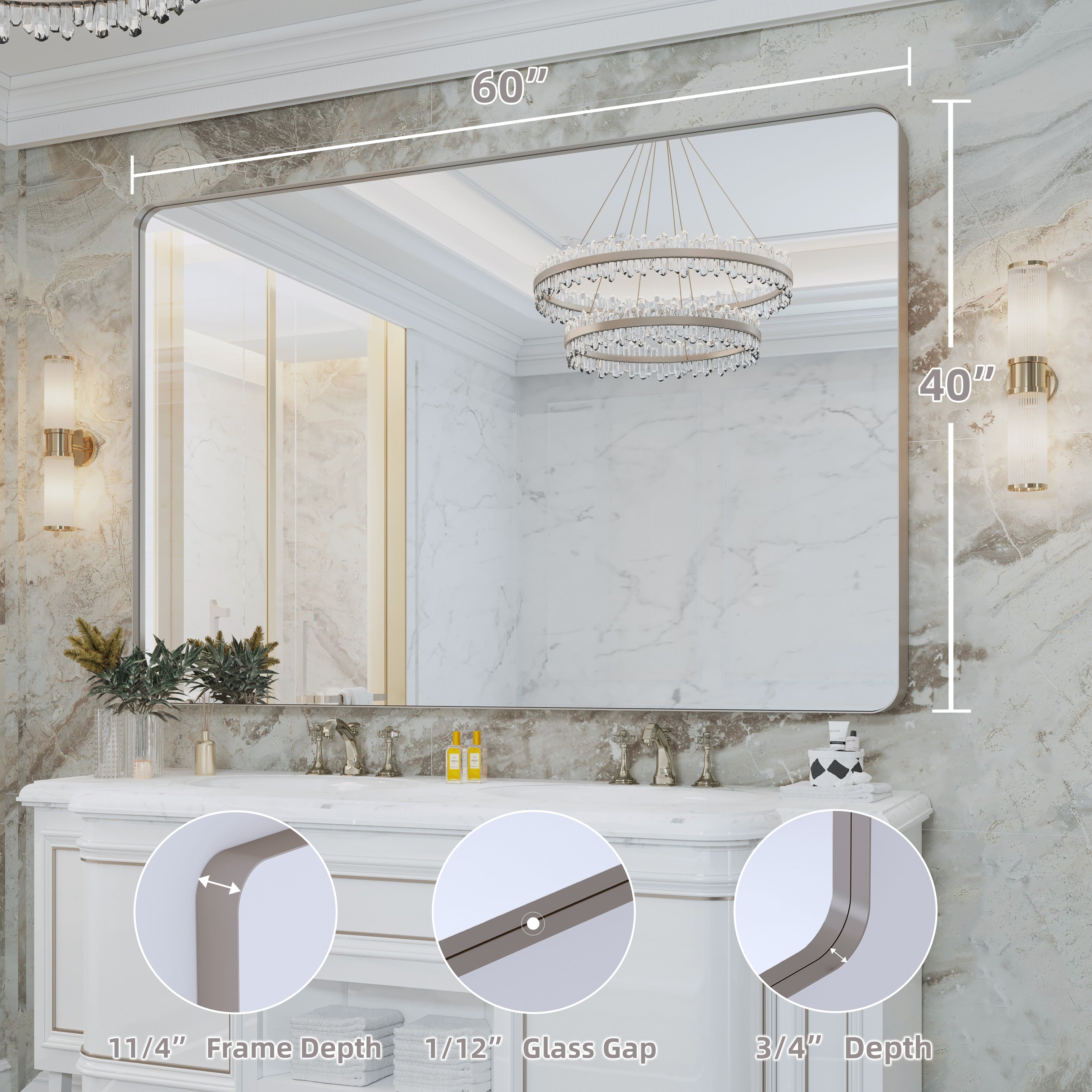 QuivaraView Rectangular Aluminum Framed Bathroom Vanity Mirror