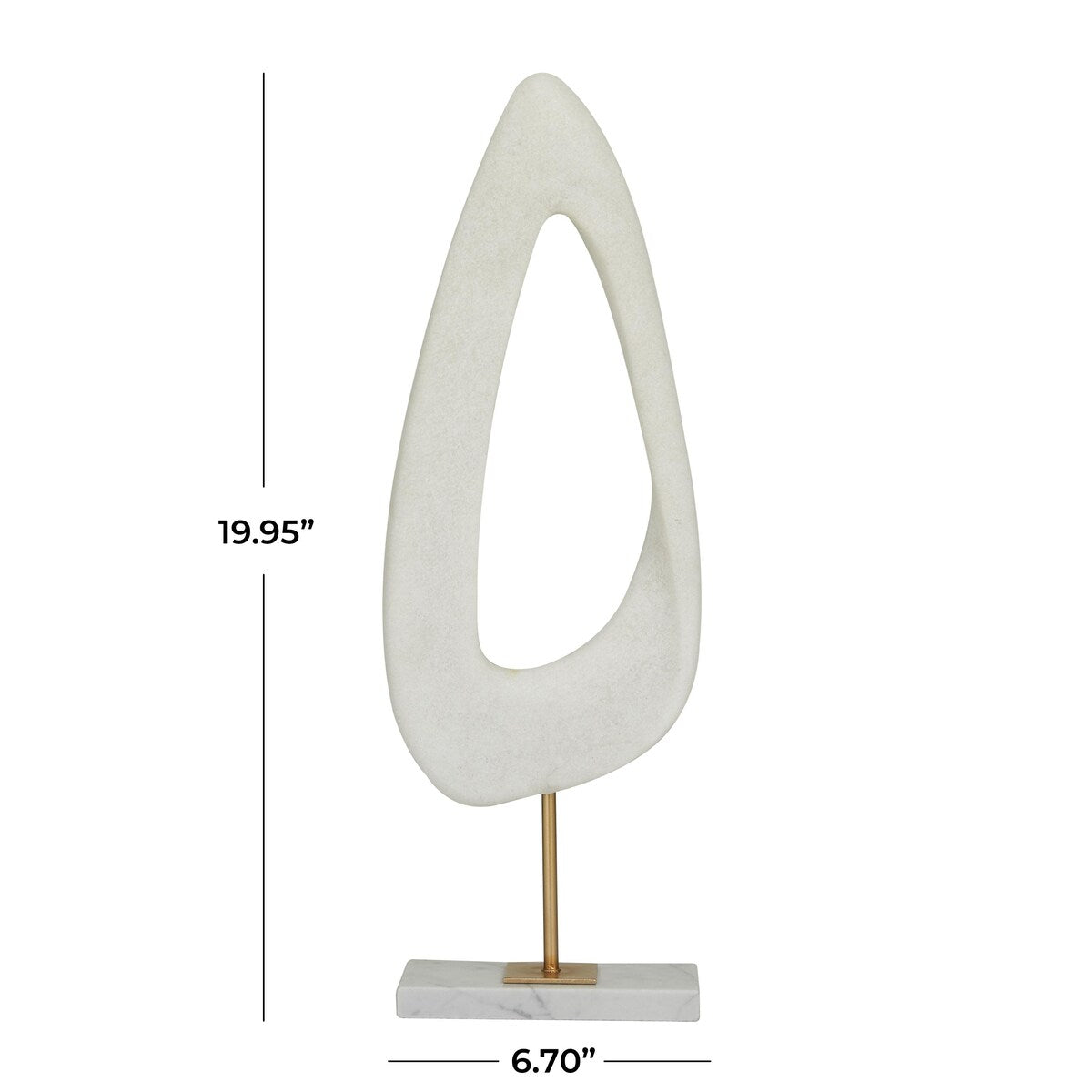 Polystone Abstract Cut-Out Decorative Sculpture with Marble Stand - White - Roche River Decor