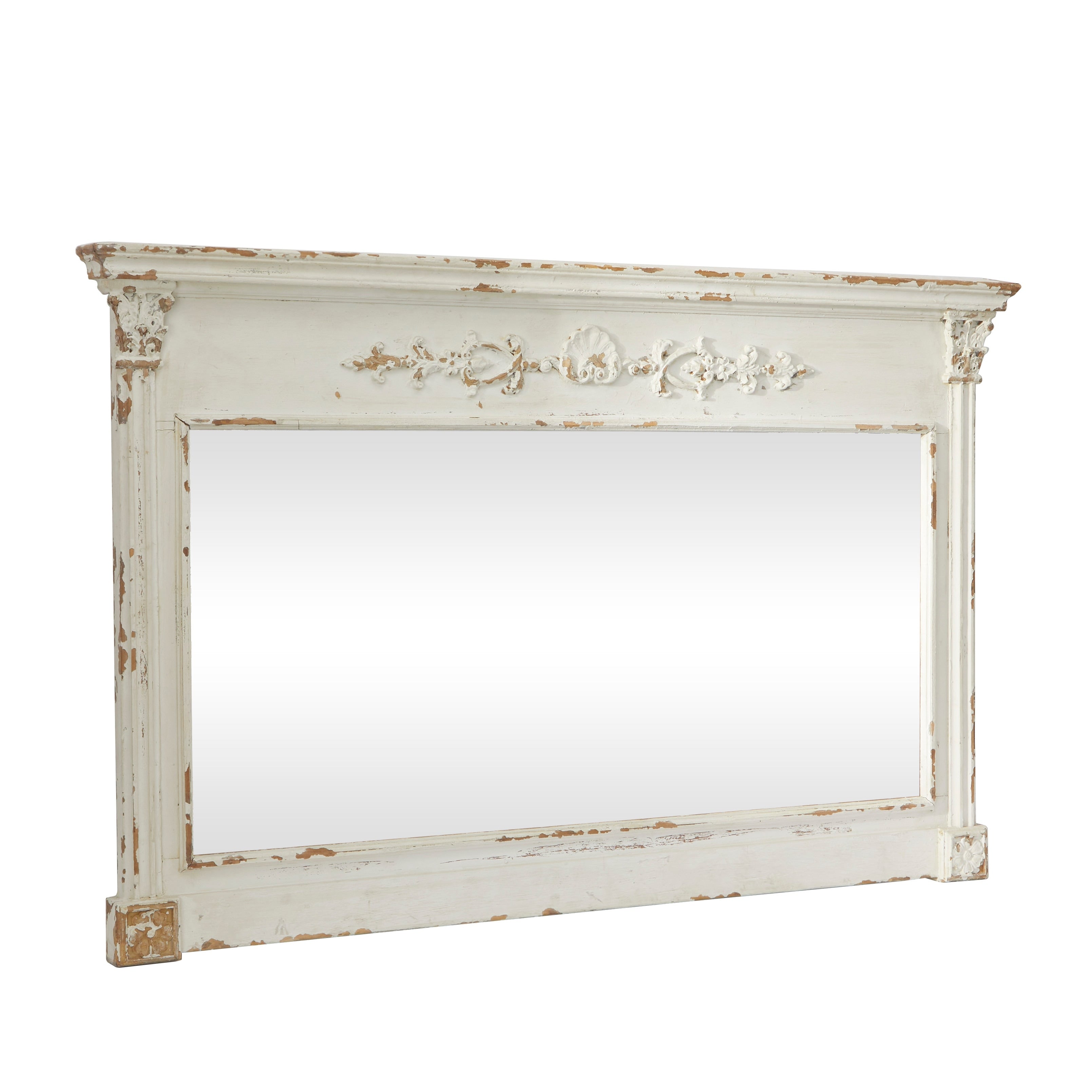 White Wood Vintage Wall Mirror 43 x 35 x 5