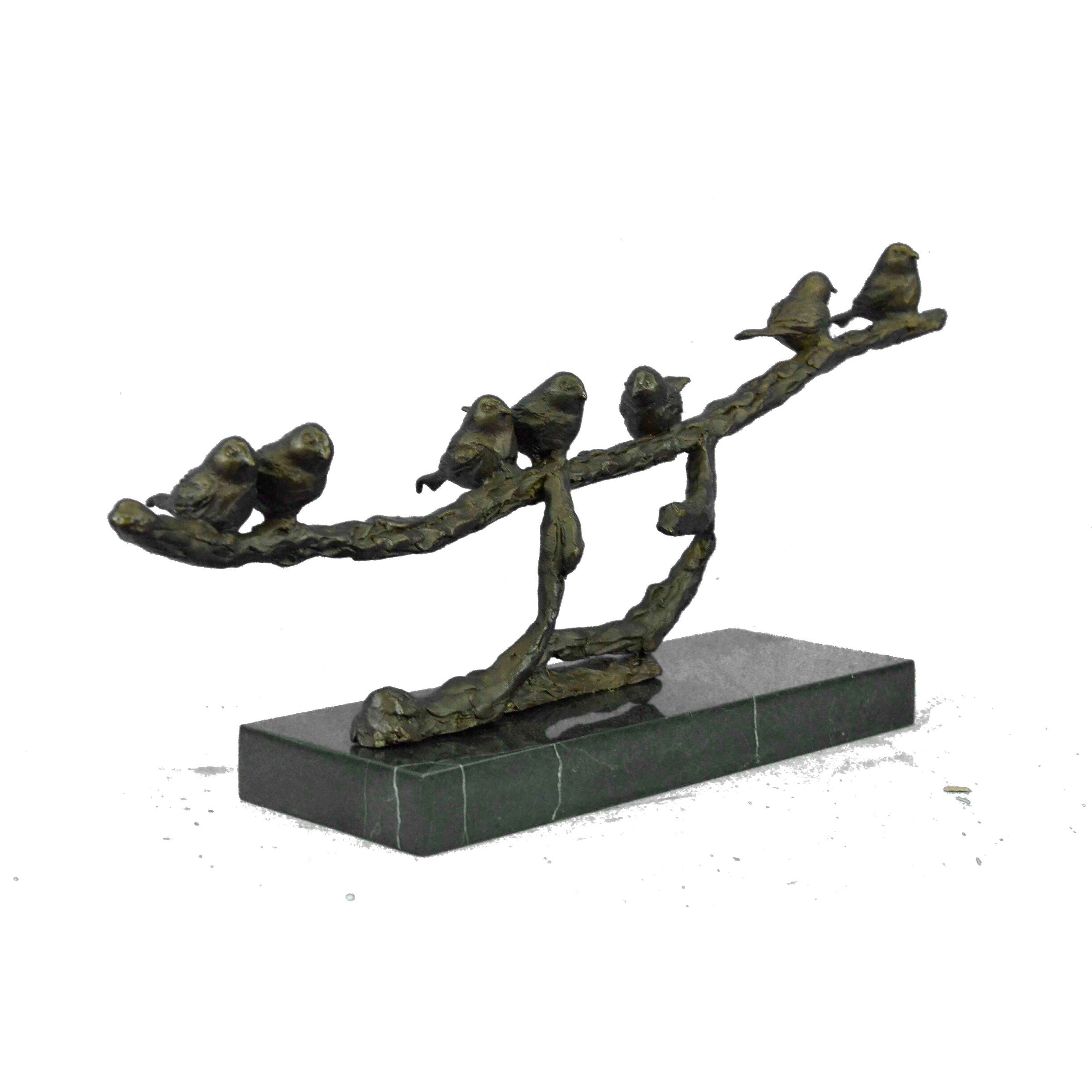 Art Deco Love Birds Limited Edition Bronze Sculpture Marble Base Figurine