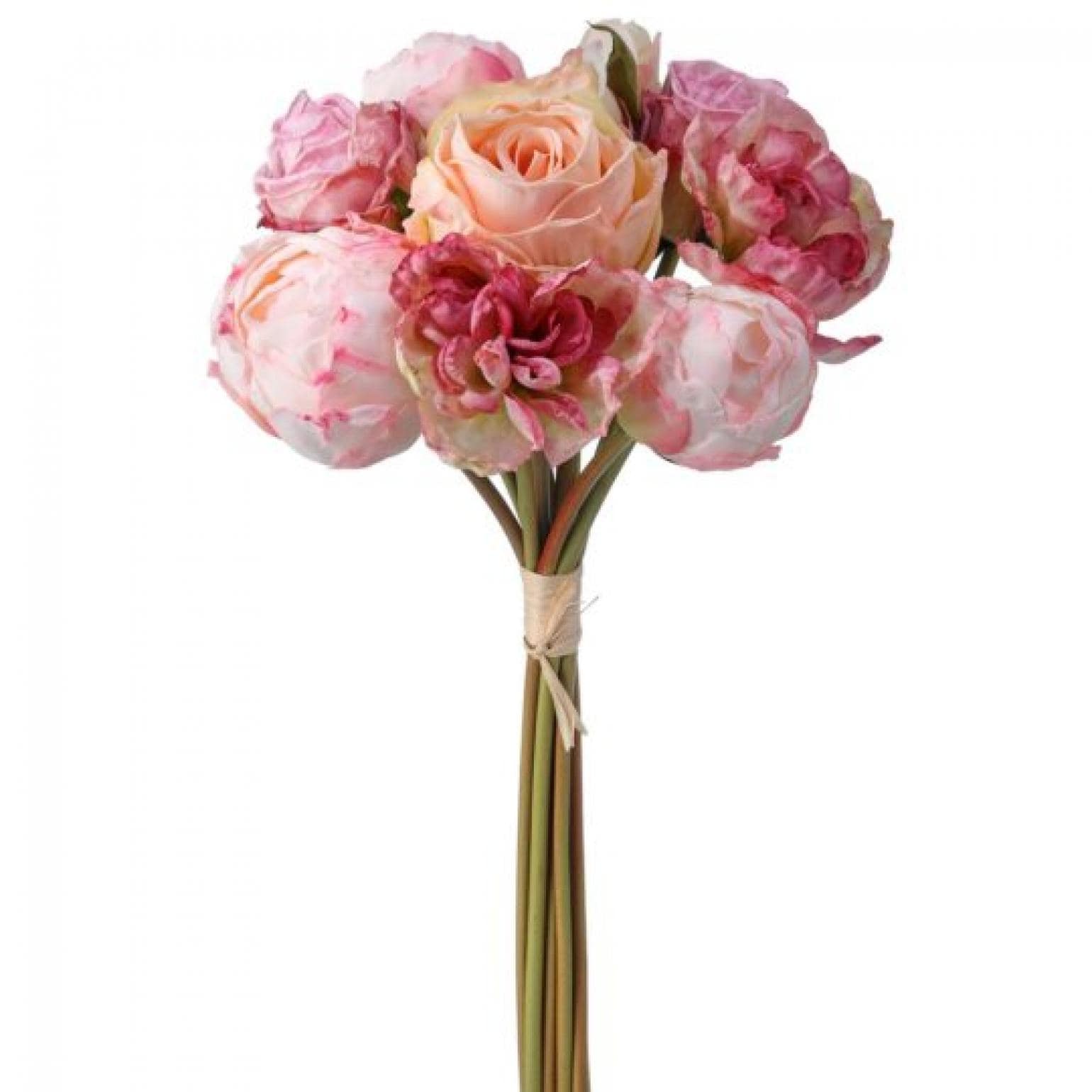 Pink And Cream Dried Look Garden Roses And Buds Bundle Artificial Flower