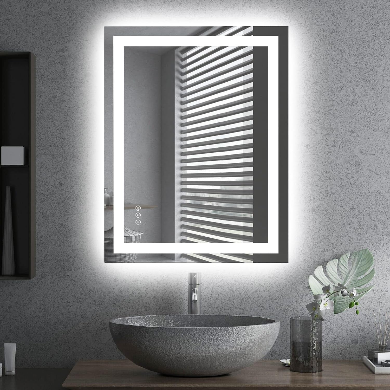 KIOTEE LED Mirror Lights Anti-Fog Frameless Bathroom Vanity Mirror in Tempered Glass