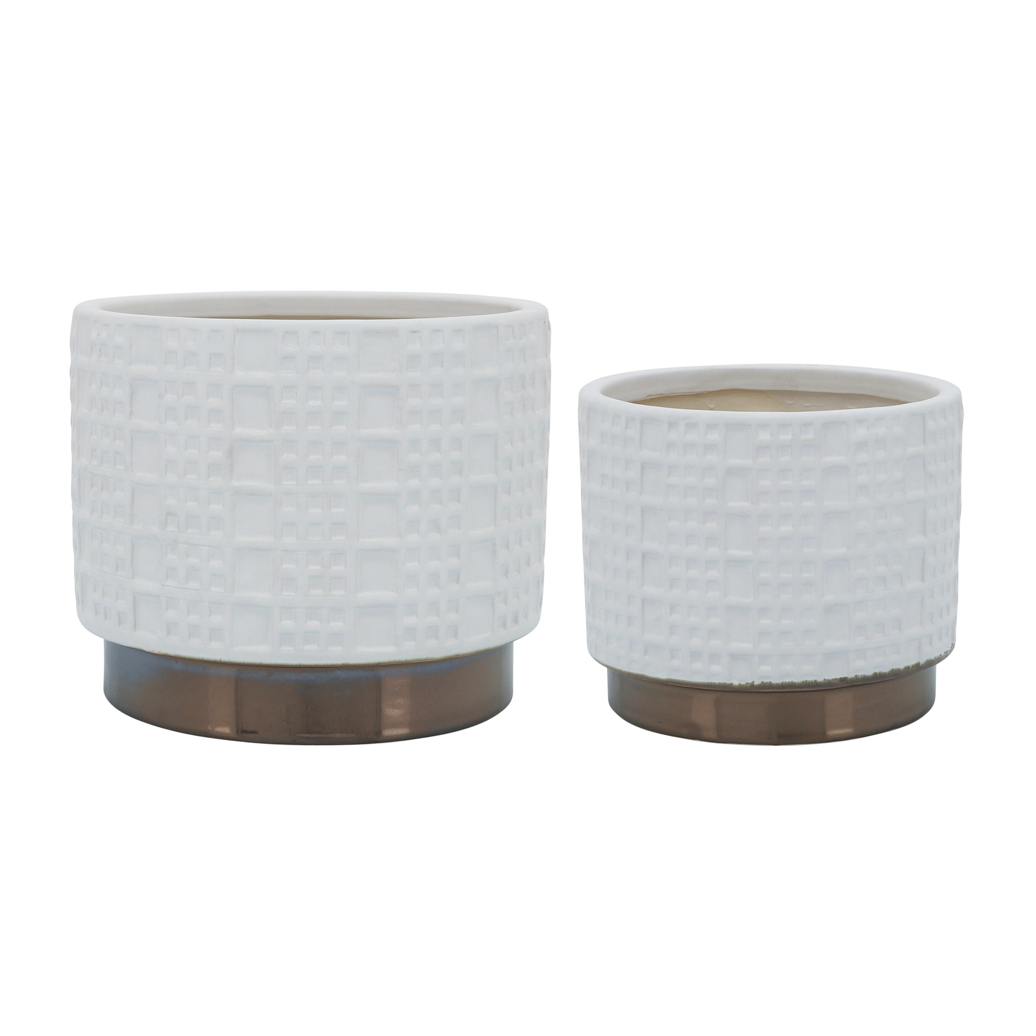 Sagebrook Home Modern Neutral Ceramic Planter Set of 2 - 8x8x7