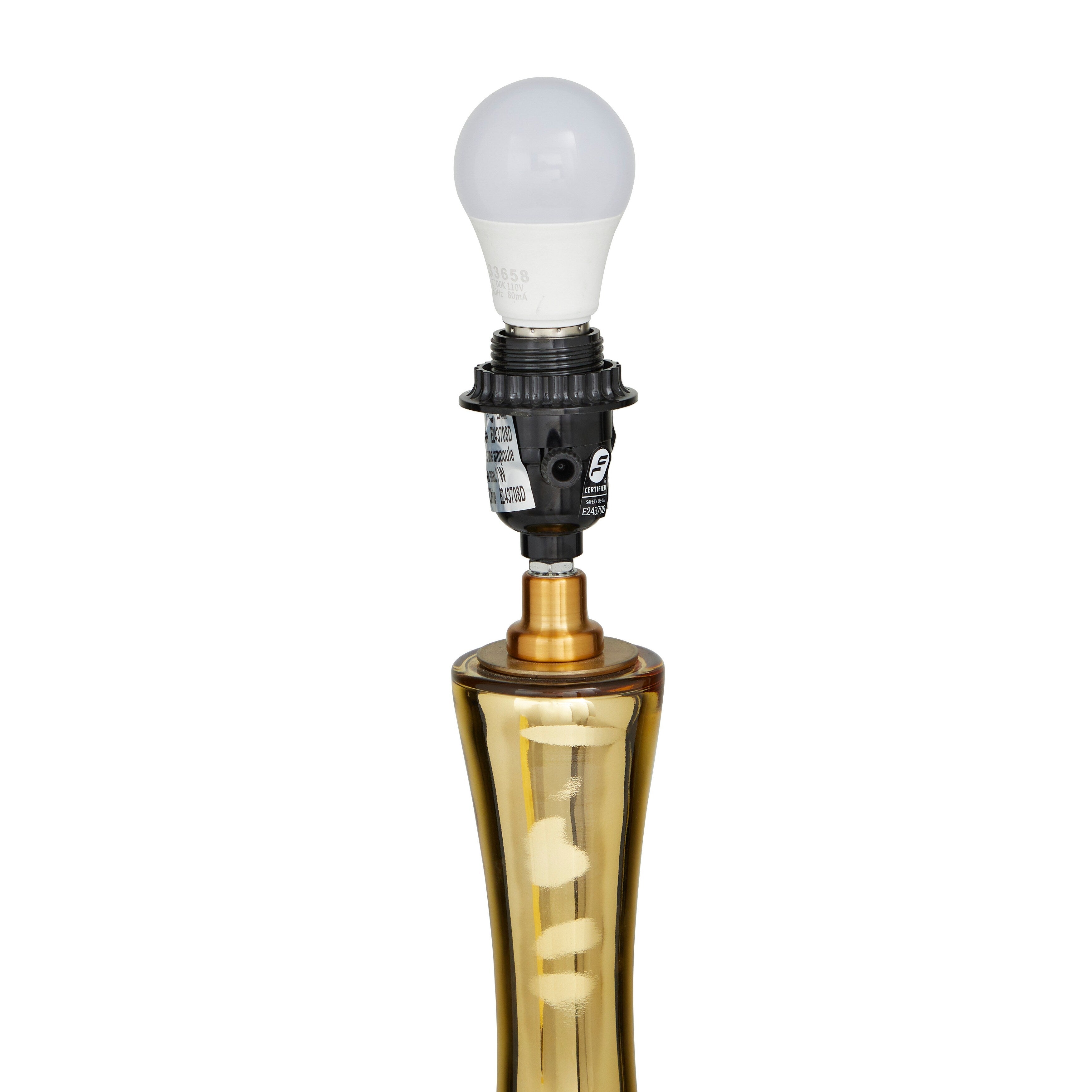 Gold Glass Table Lamp with Drum Shade