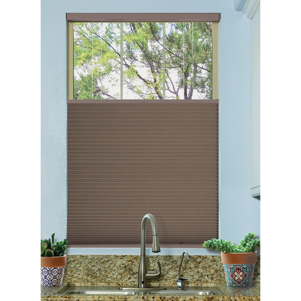 BlindsAvenue Cordless Top Down/Bottom Up Blackout Cellular Honeycomb Shade, 9/16 Single Cell, Warm Cocoa