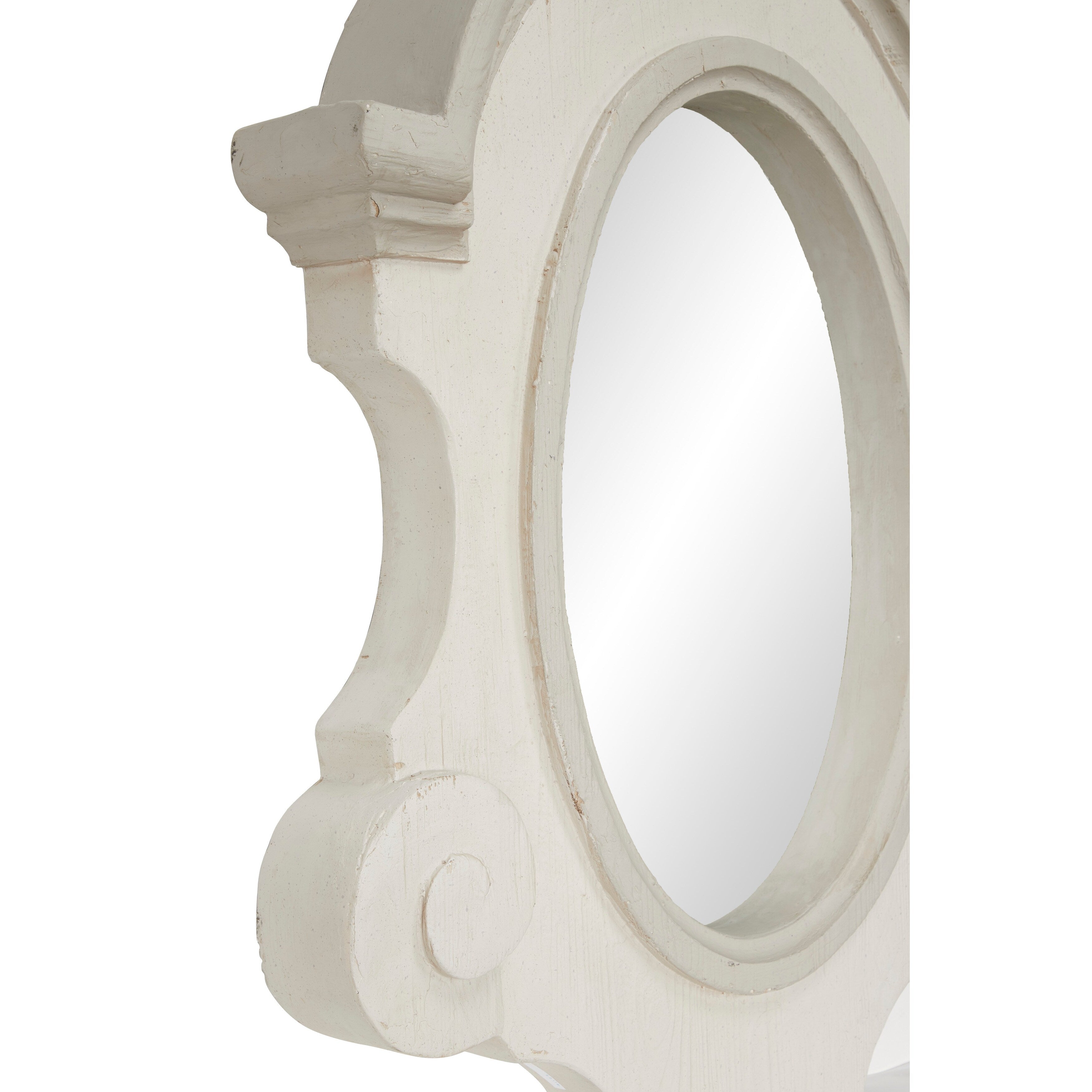 White Wood Vintage Wall Mirror 43 x 35 x 5