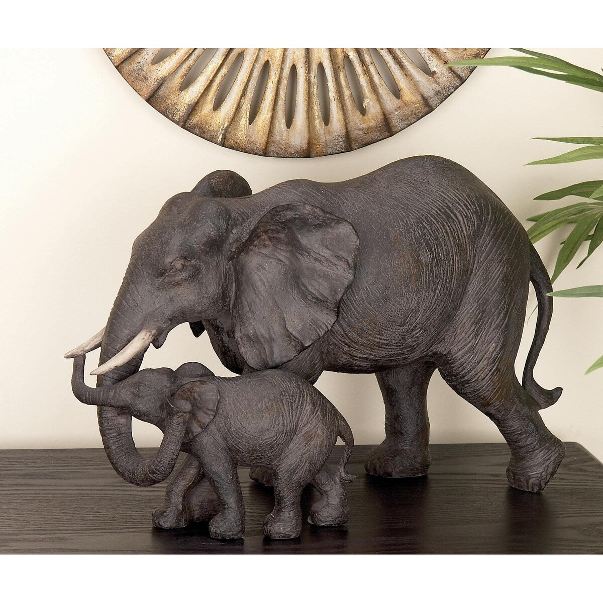 Polystone Elephant Family Decorative Sculpture - Brown - Roche River Decor