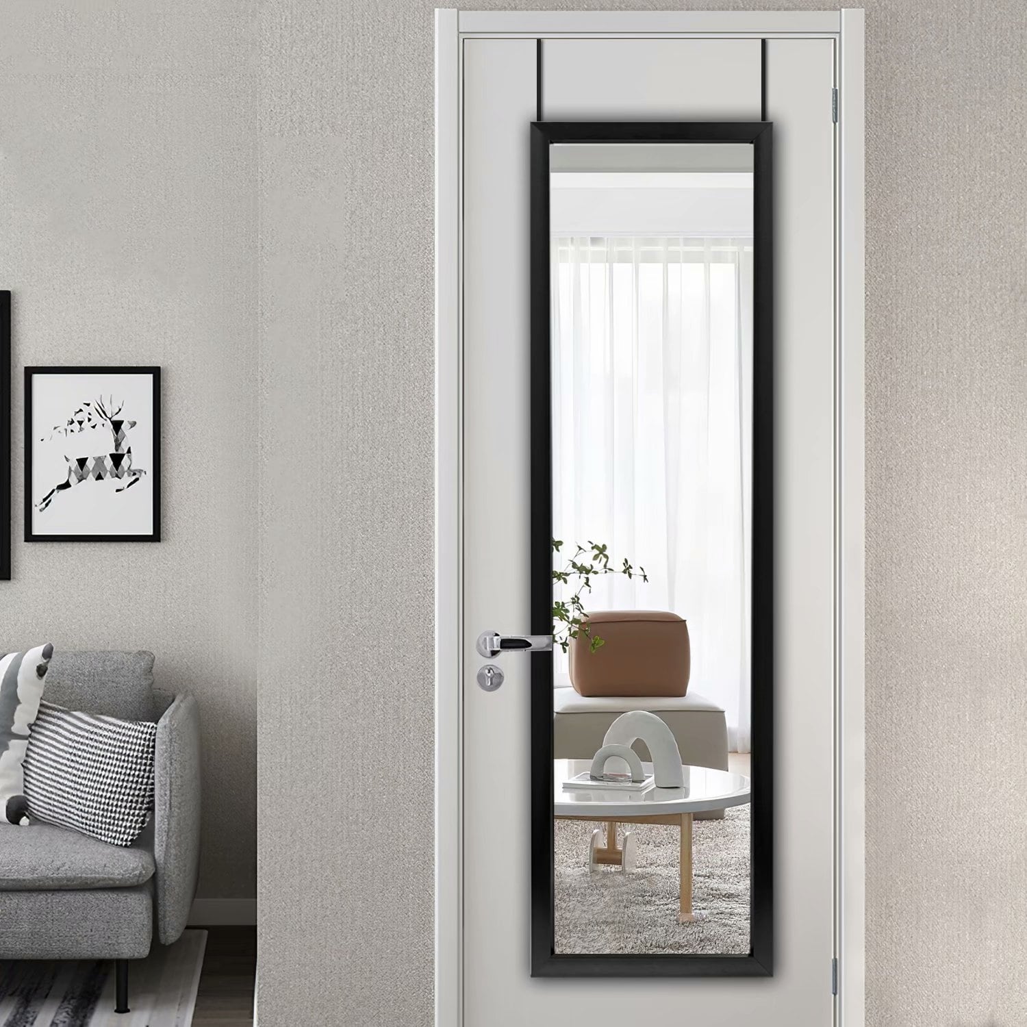 Modern Full-length Rectangular Wall-Mounted Hanging Door Mirror