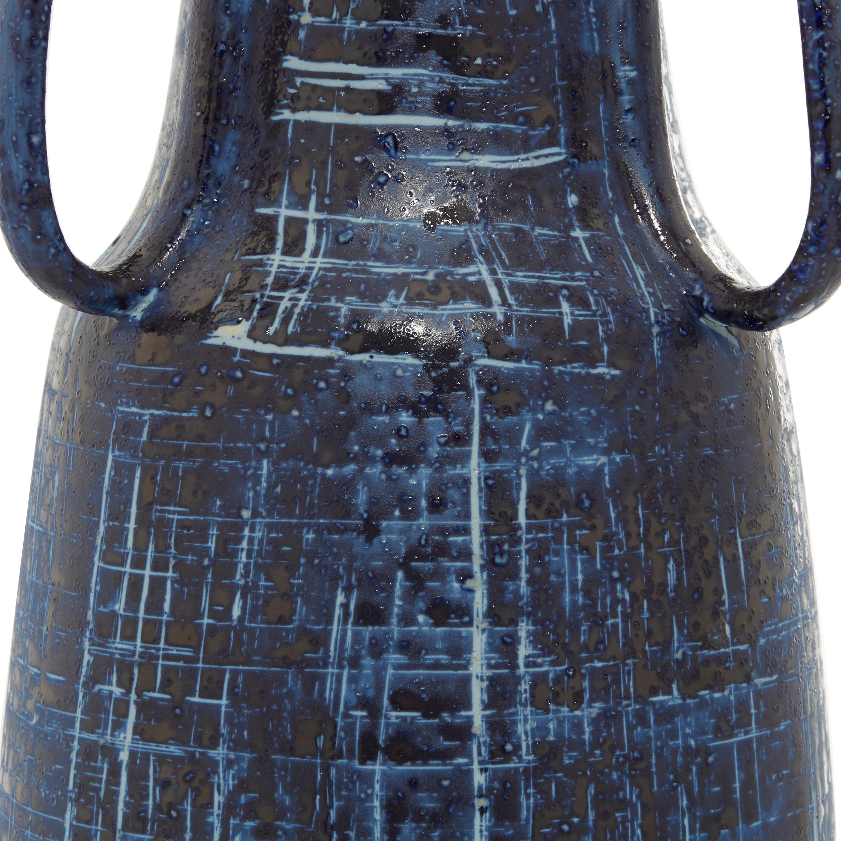 Ceramic Decorative Vase with Handles - Blue - Roche River Decor