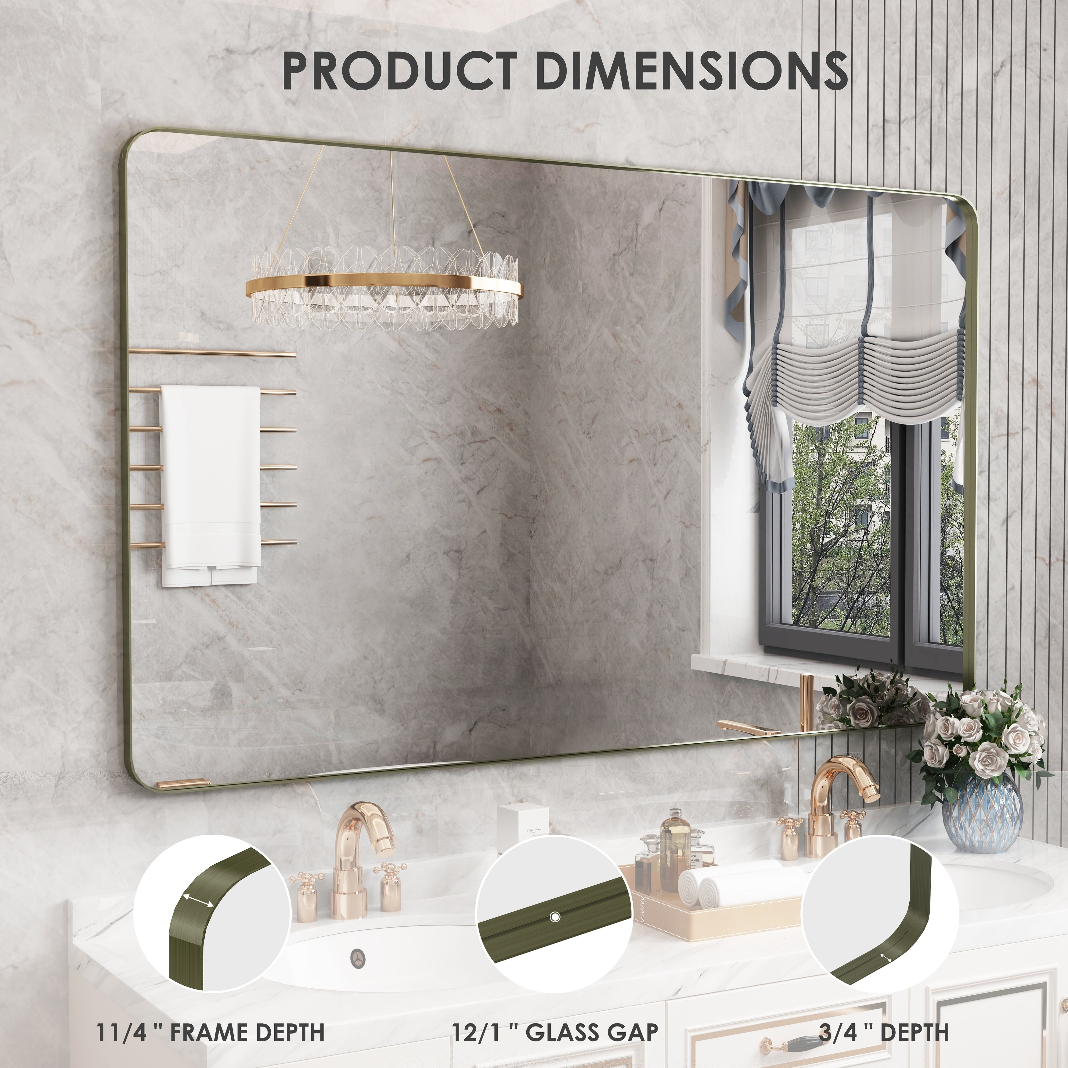 QuivaraView Rectangular Aluminum Framed Bathroom Vanity Mirror