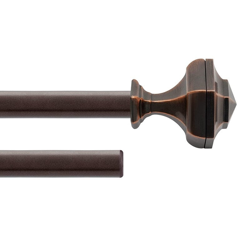 Deco window 3/4 Inch Adjustable Antique Copper Curtain Rod for Windows & Door with Hexagon Finials & Brackets Set