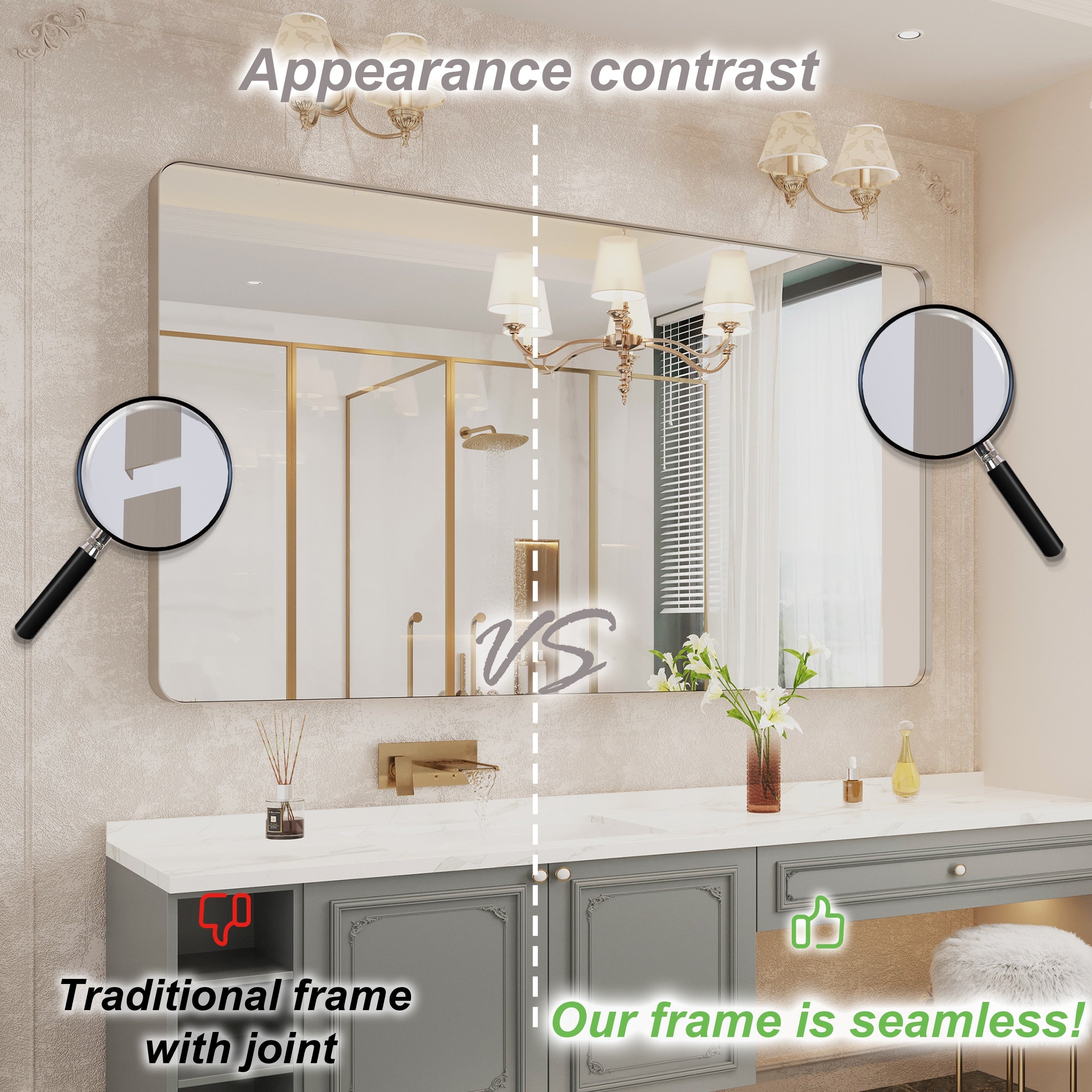 QuivaraView Rectangular Aluminum Framed Bathroom Vanity Mirror