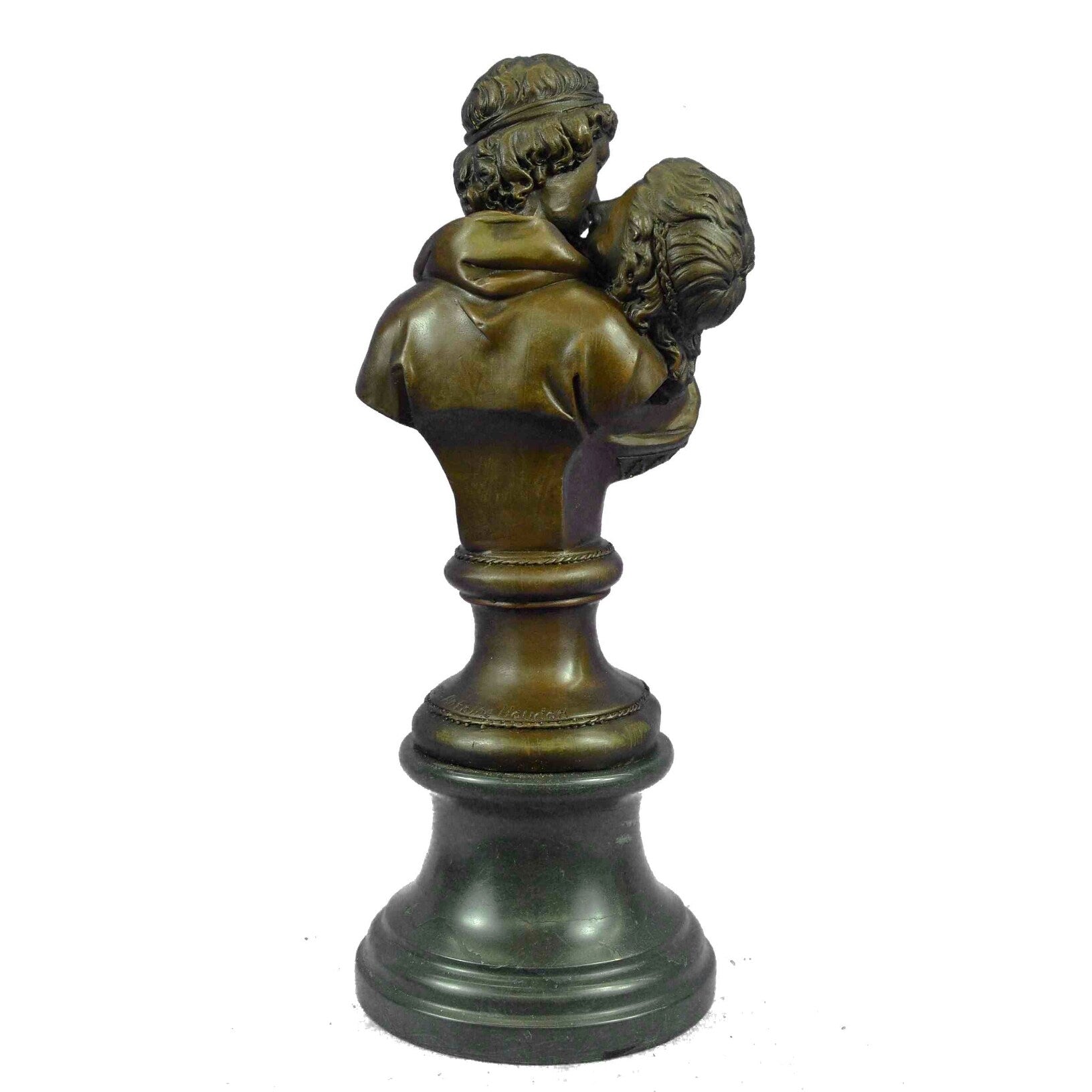 HandmadeArt Nouveau Couple Kissing Bronze Sculpture Marble Base Figurine Home