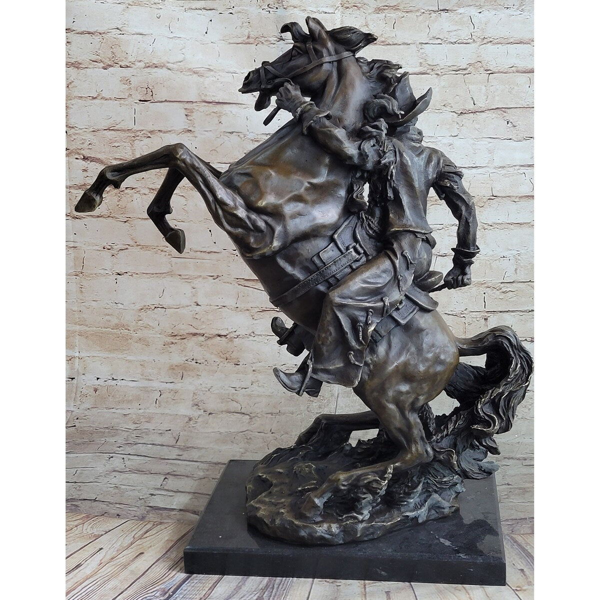 Handmade Mive Signed Real Rearing Arabian Horse Wild Bronze Sculpture Statue