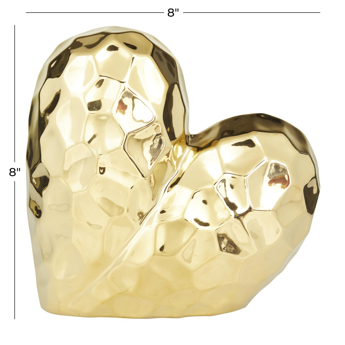 Porcelain Ceramic Heart Dimensional Angled Origami Inspired Sculpture - Gold, Silver, White or Black - Roche River Decor