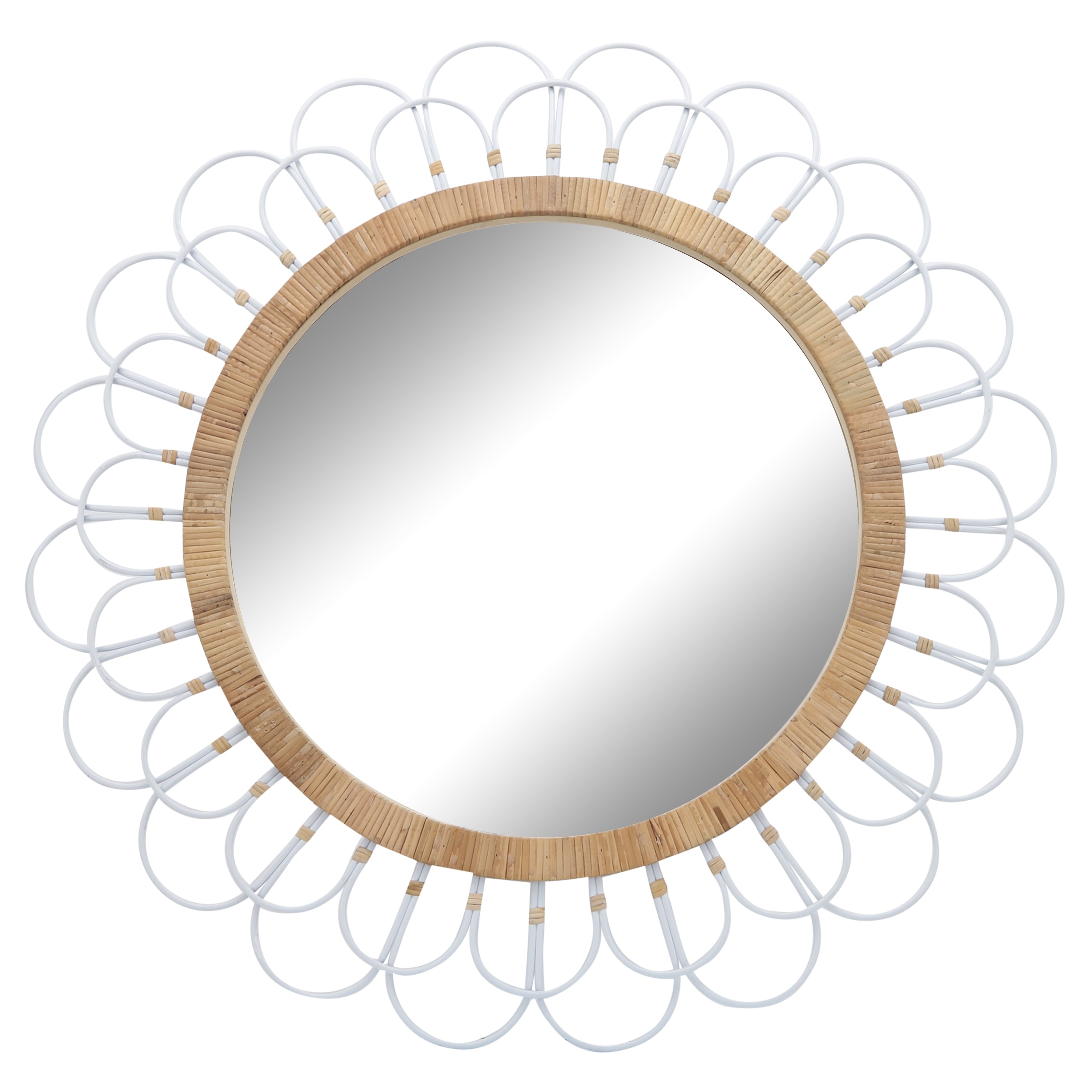 Sagebrook Home 36 Round Daisy Metal Wall Mirror, Contemporary Hanging Mirror