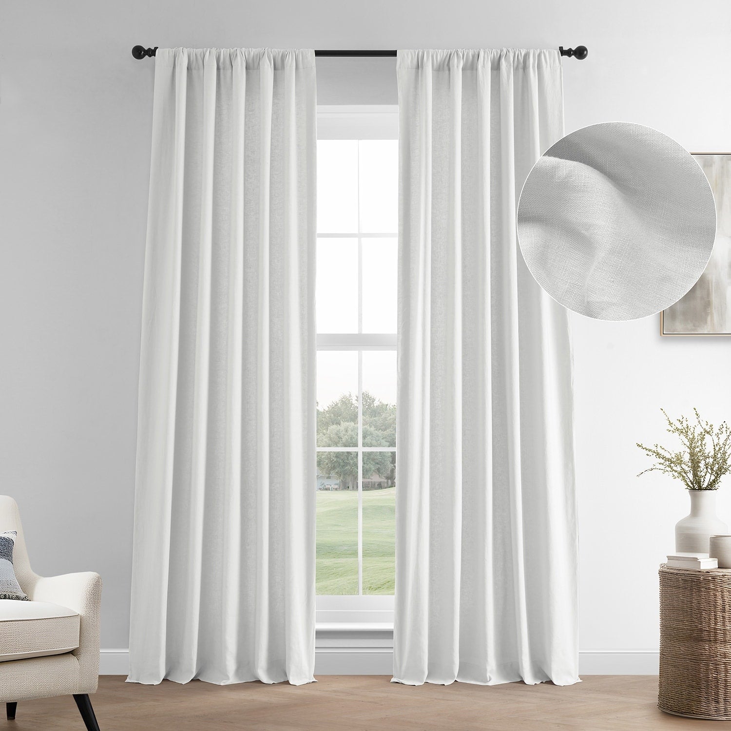 Exclusive Fabrics French Linen Room Darkening Curtains Panel - Elegant luxurious Drapes (1 Panel)