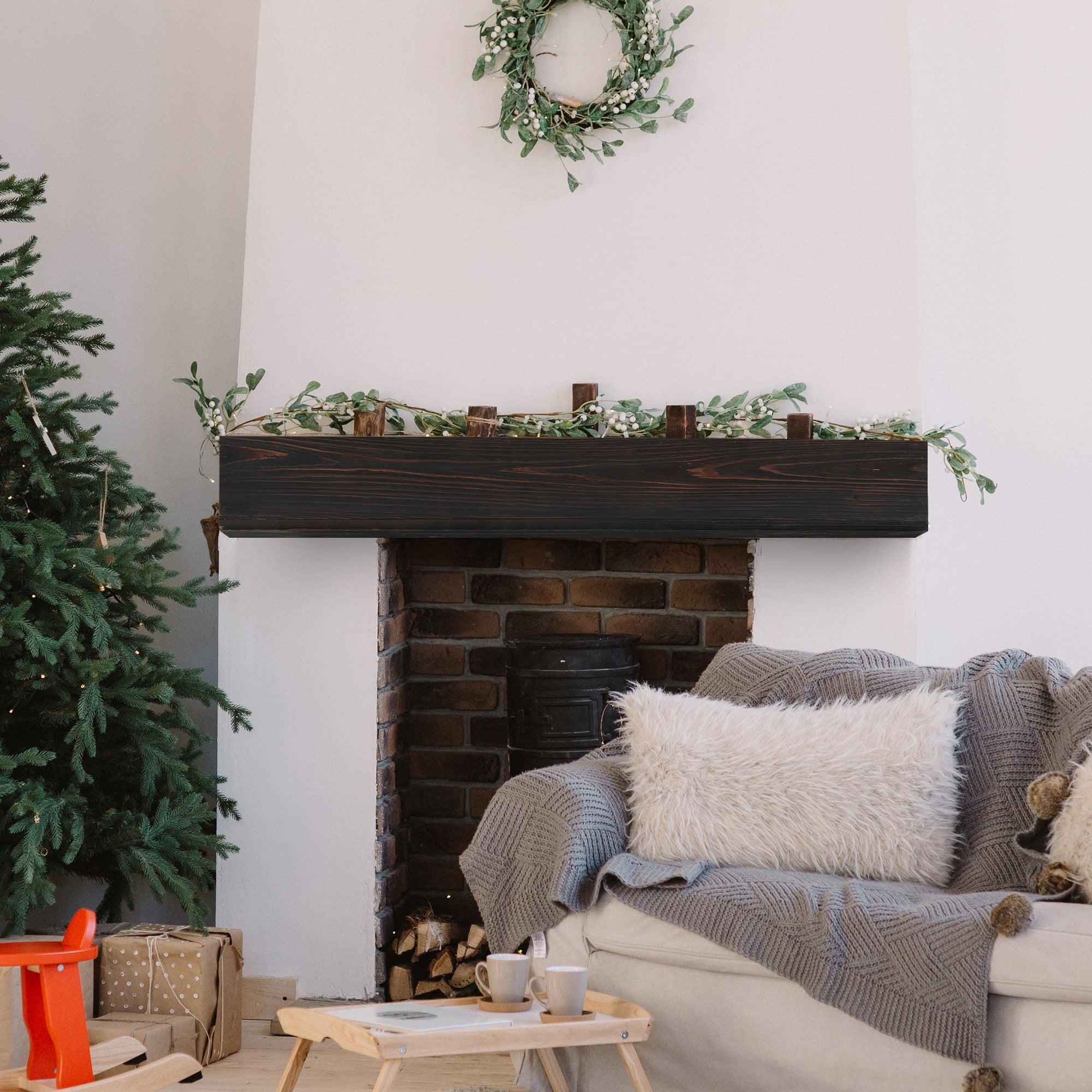 Fireplace Mantel Shelf Wall Mounted Floating Shelf,Reclaimed Wood Decorative Wall Shelf