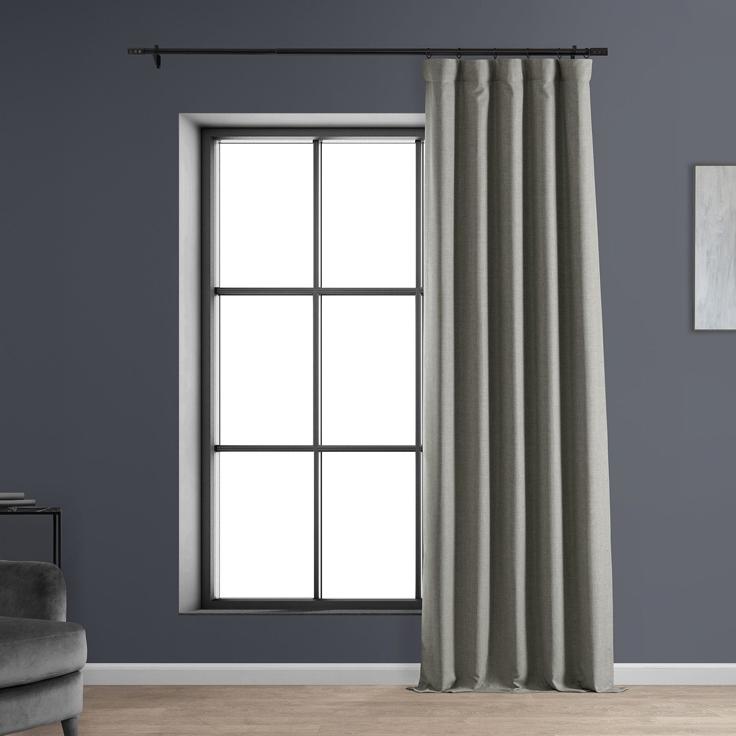 Exclusive Fabrics Faux Linen 100% Blackout Curtains Heat and Light Blocking - (1 Panel)