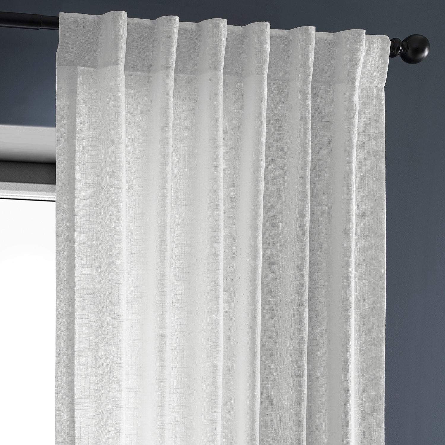 Exclusive Fabrics Heavy Faux Linen Light Filtering Curtains For Bedroom, Living Room (1 Panel)