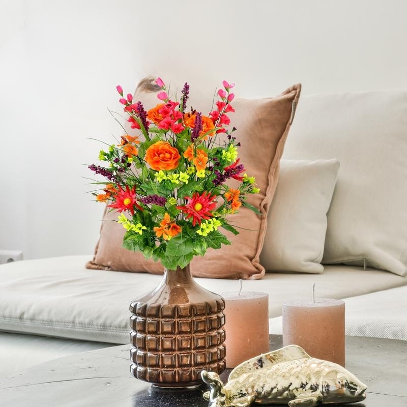 Artificial Silk Dahlia, Morning Glory, and Ranunculus 30-stem Bush