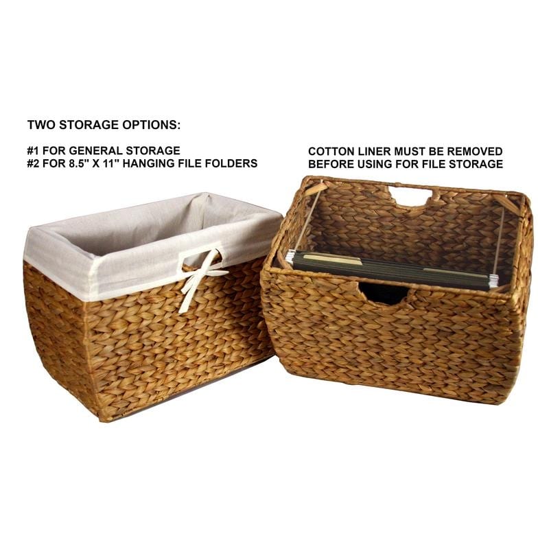 Seagrass Basket Hanging File Folder Storage with Liner Work From Home