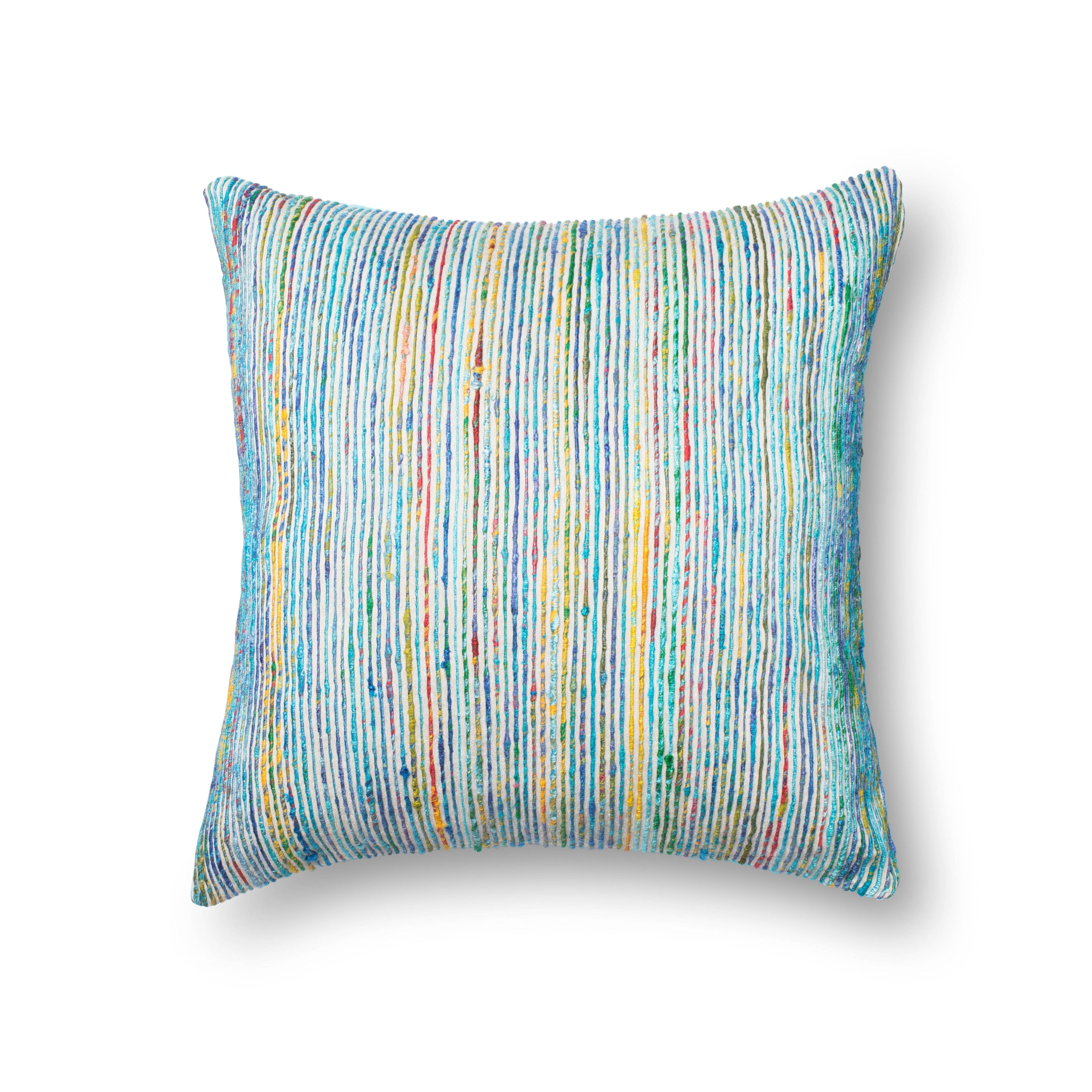 Recycled Sari Silk Stripe Square 22-inch Throw Pillow or Pillow Cover