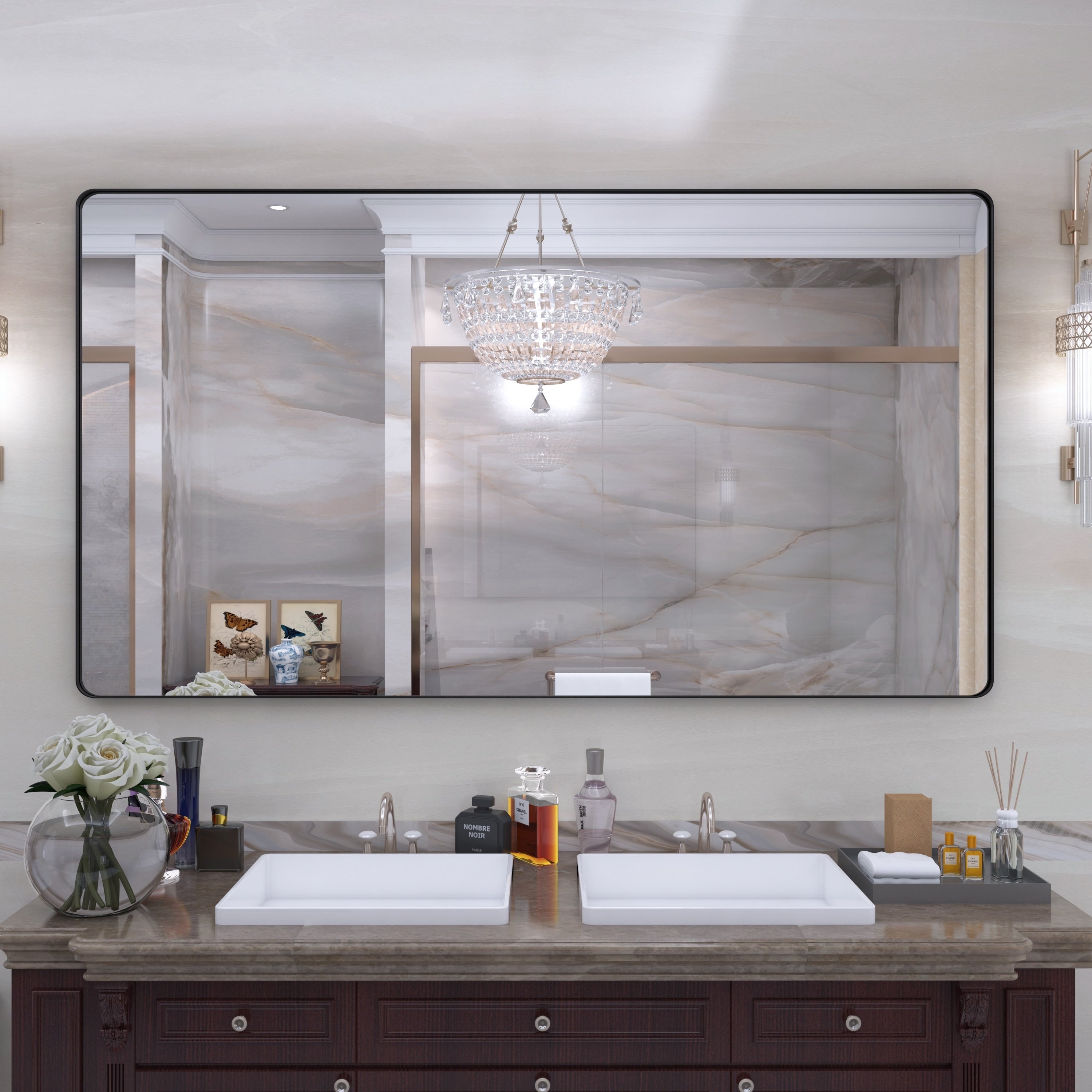 Framed Wall Mounted Bathroom Vanity Mirror