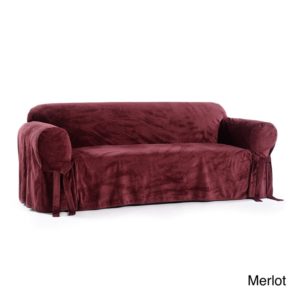 Classic Slipcovers Microfiber Velvet Sofa Slipcover