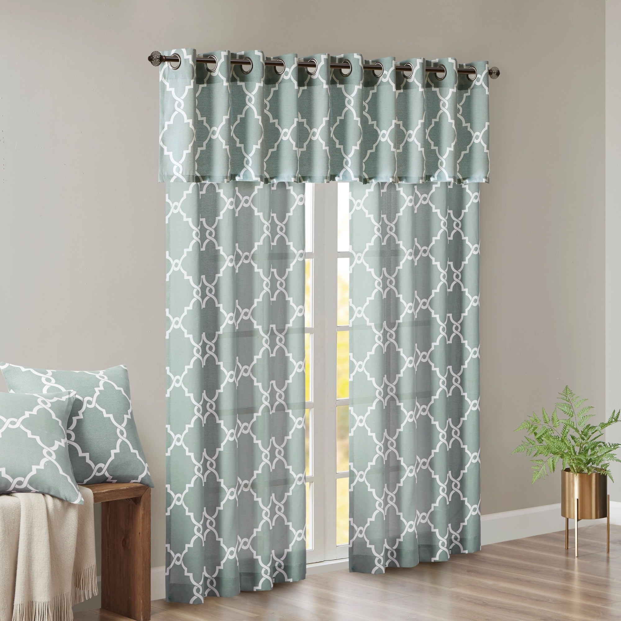 Madison Park Westmont Fretwork Print Grommet Top Window Single Curtain Panel