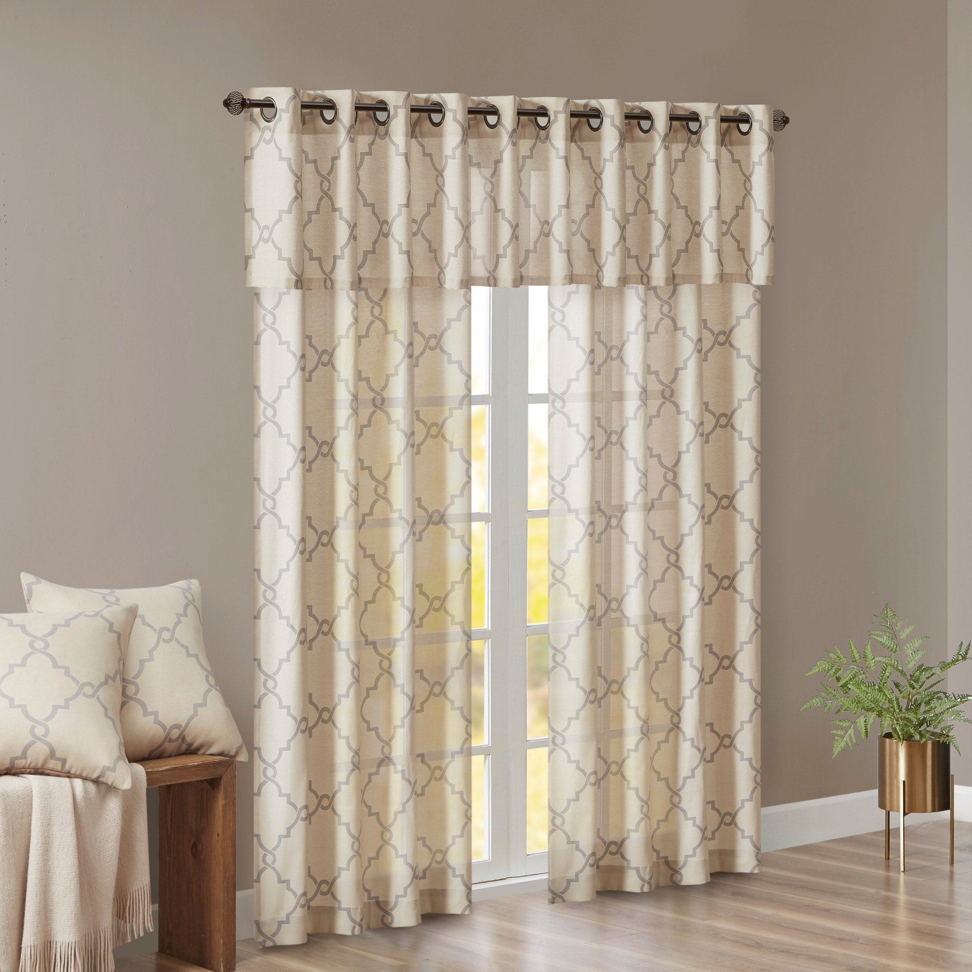 Madison Park Westmont Fretwork Print Grommet Top Window Single Curtain Panel