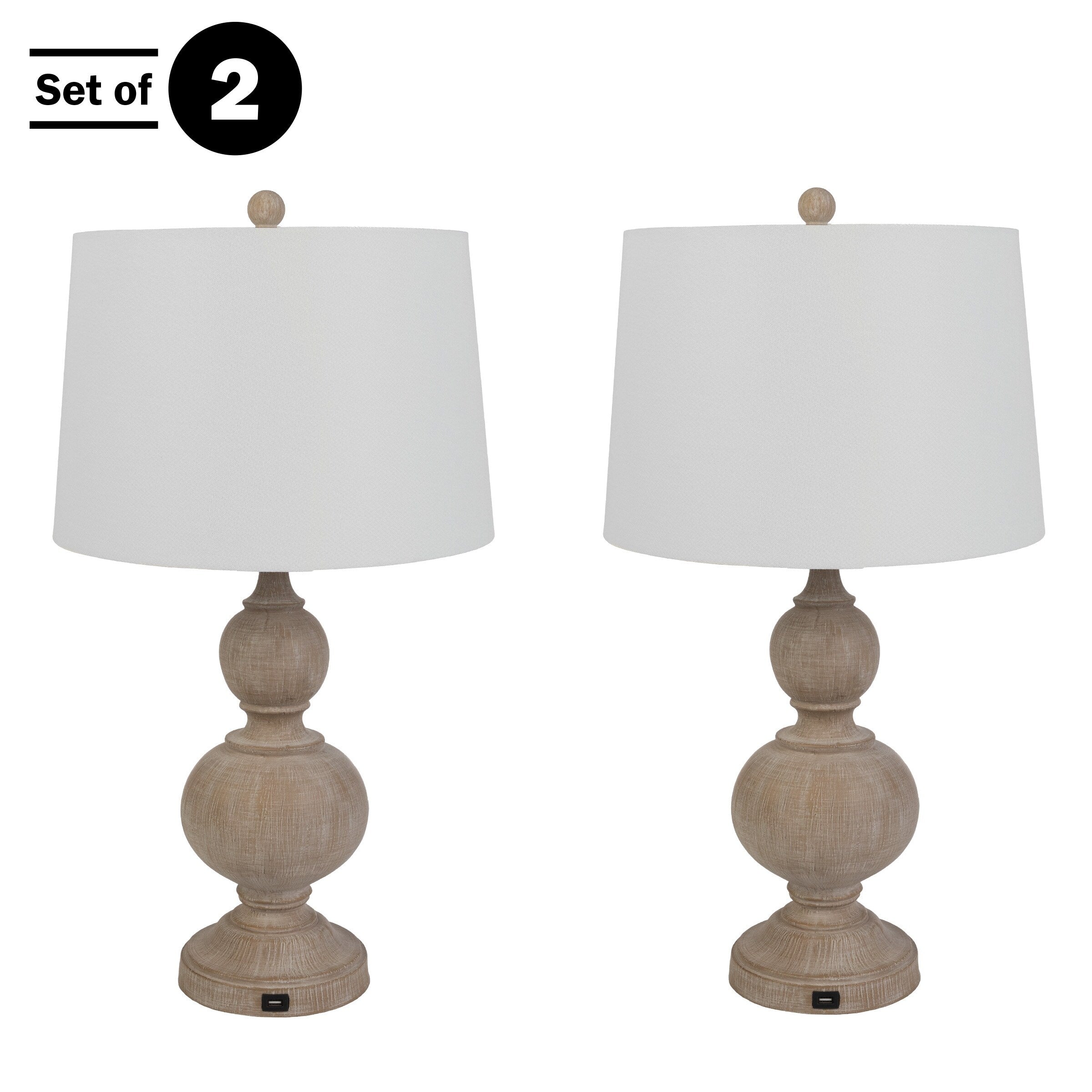 Lavish Home Table Lamps Set with USB Ports