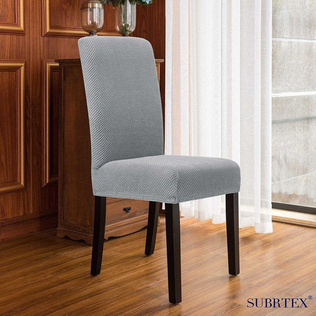 Subrtex 4 PCS Stretch Dining Chair Slipcover Textured Grain Cover