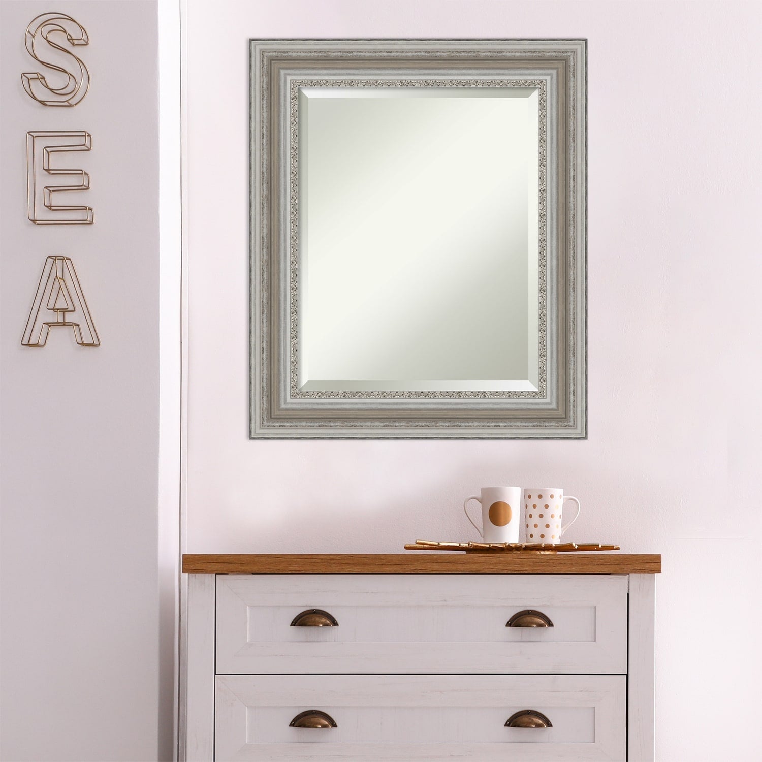 Beveled Bathroom Wall Mirror - Parlor Silver Frame