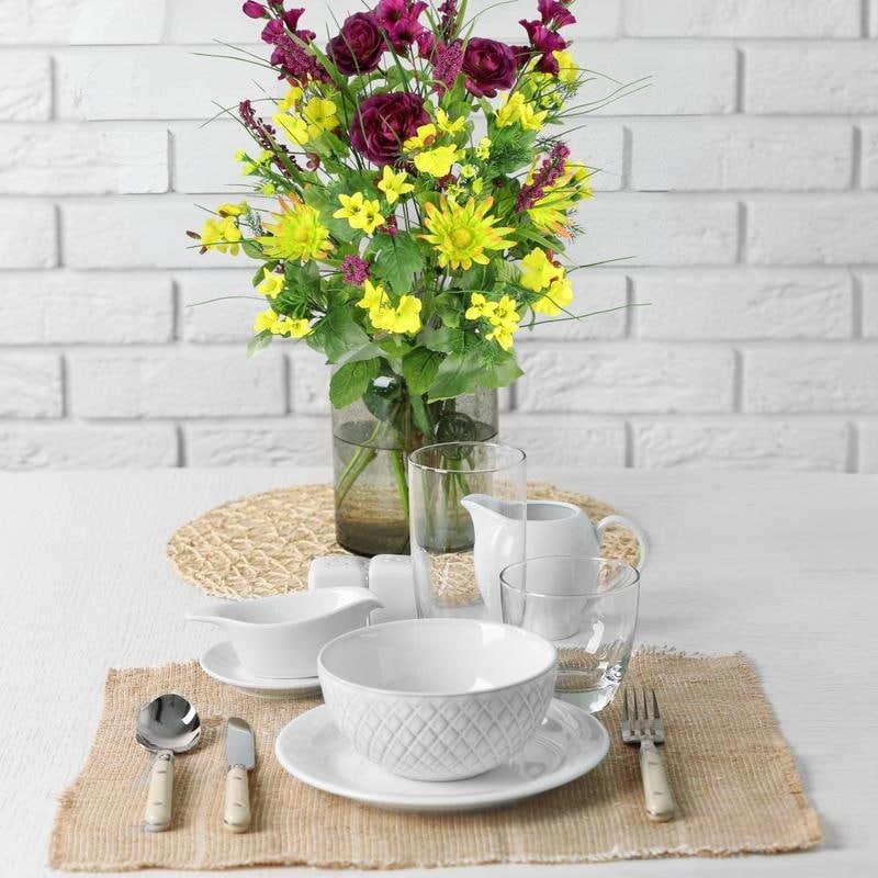 Artificial Silk Dahlia, Morning Glory, and Ranunculus 30-stem Bush