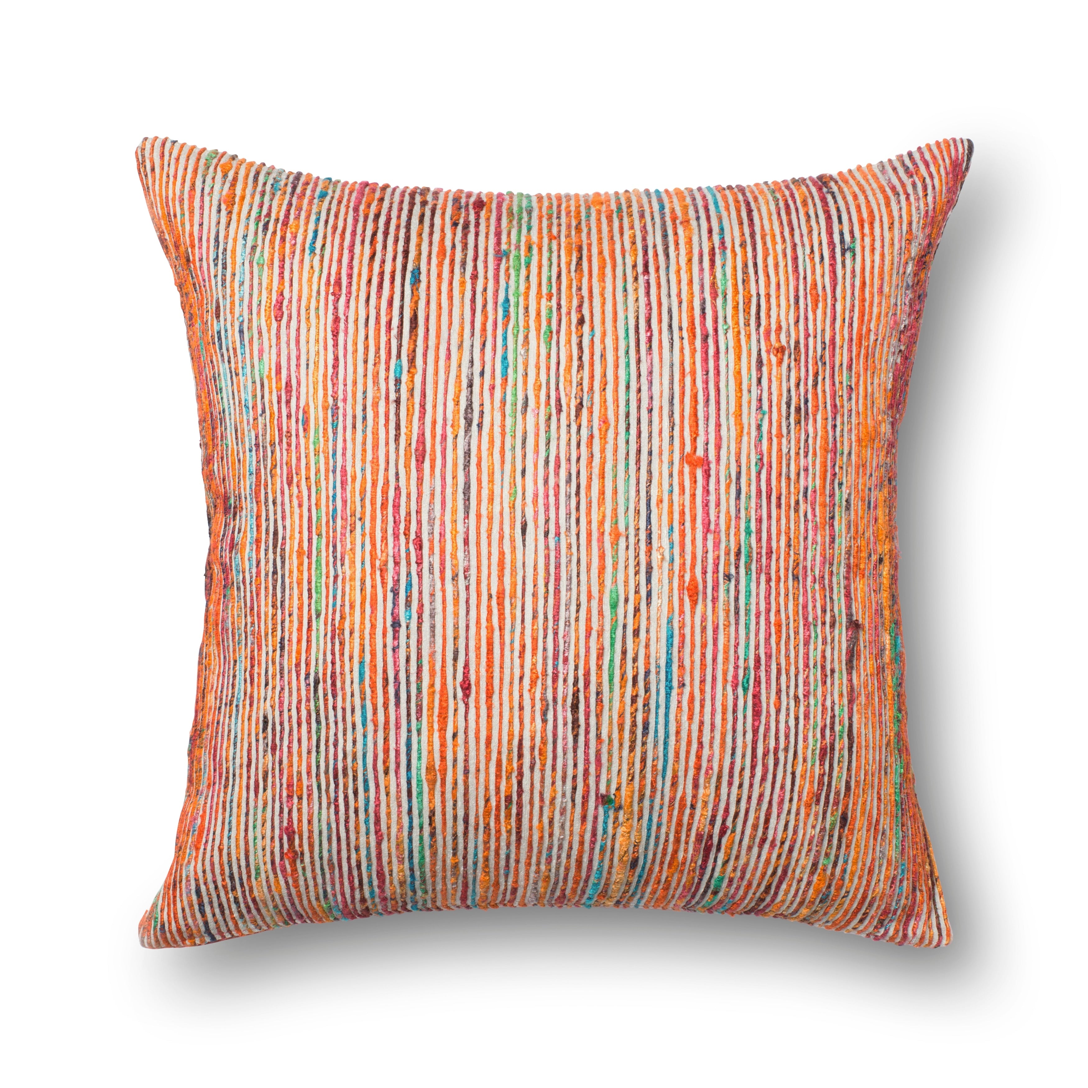 Recycled Sari Silk Stripe Square 22-inch Throw Pillow or Pillow Cover