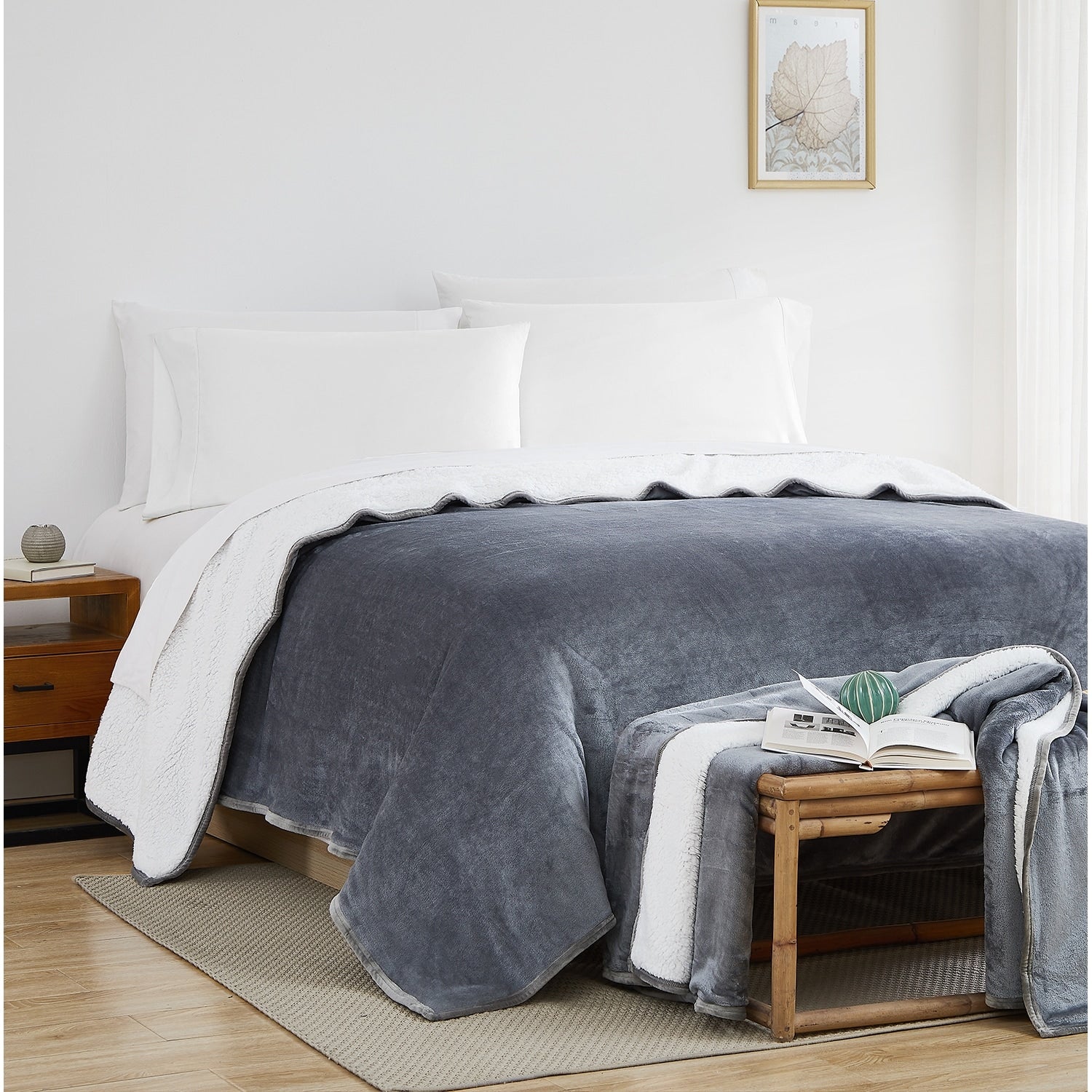 Southshore Fine Linens Reversible Sherpa Fleece Blanket