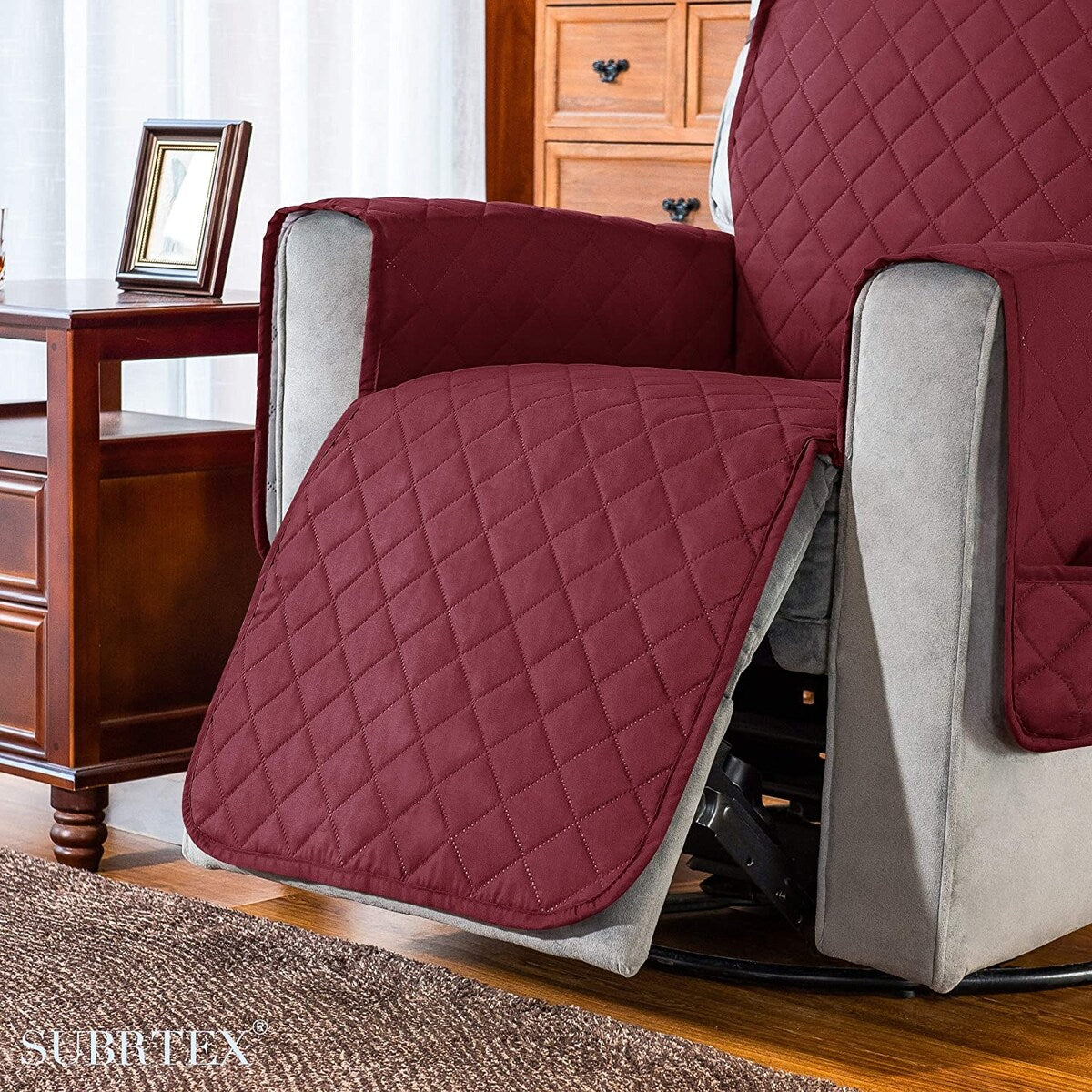 Subrtex Reversible Recliner Sofa Slipcover With Pockets