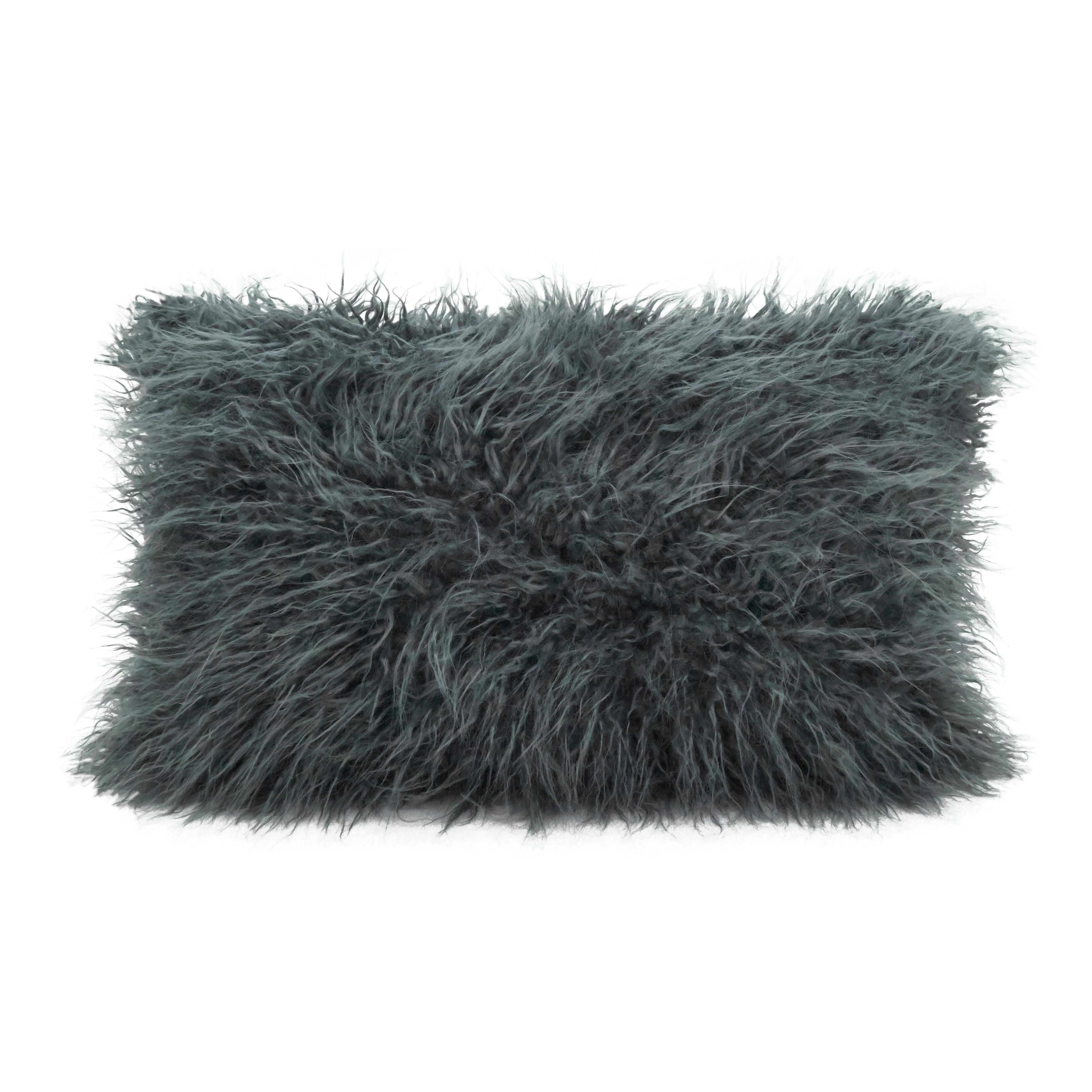 Mongolian Shaggy Faux Fur Throw Pillow