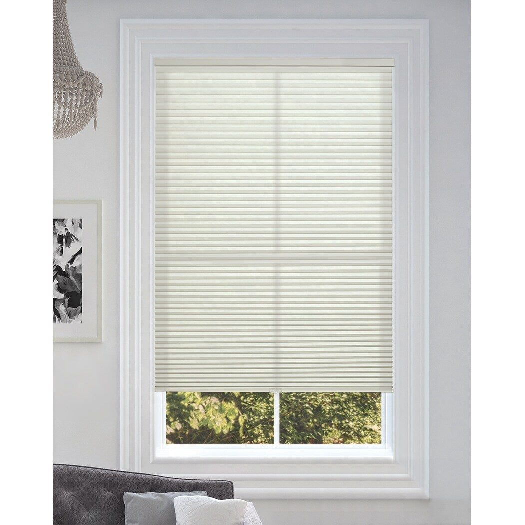 BlindsAvenue Cordless Light Filtering Cellular Honeycomb Shade, 9/16 Single Cell, Winter White