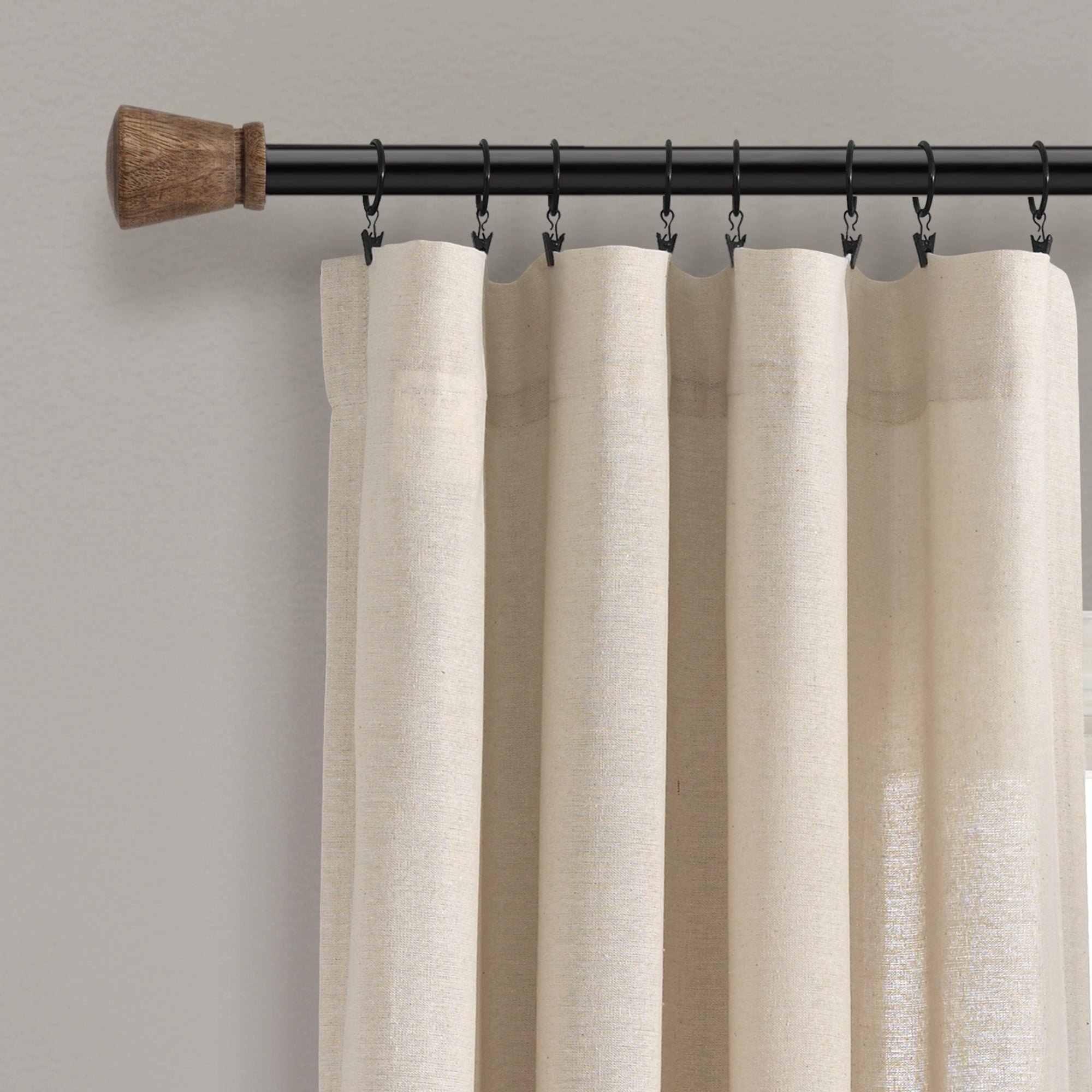 Lush Decor Linen Button Single Panel Window Curtain