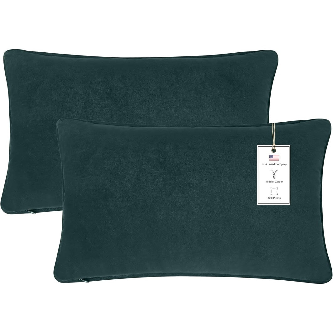 A1HC Set of 2 Luxurious Fine Soft Velvet Throw Pillow Covers Only, For Sofas, Beds, Vibrant Colors and Hidden Zipper