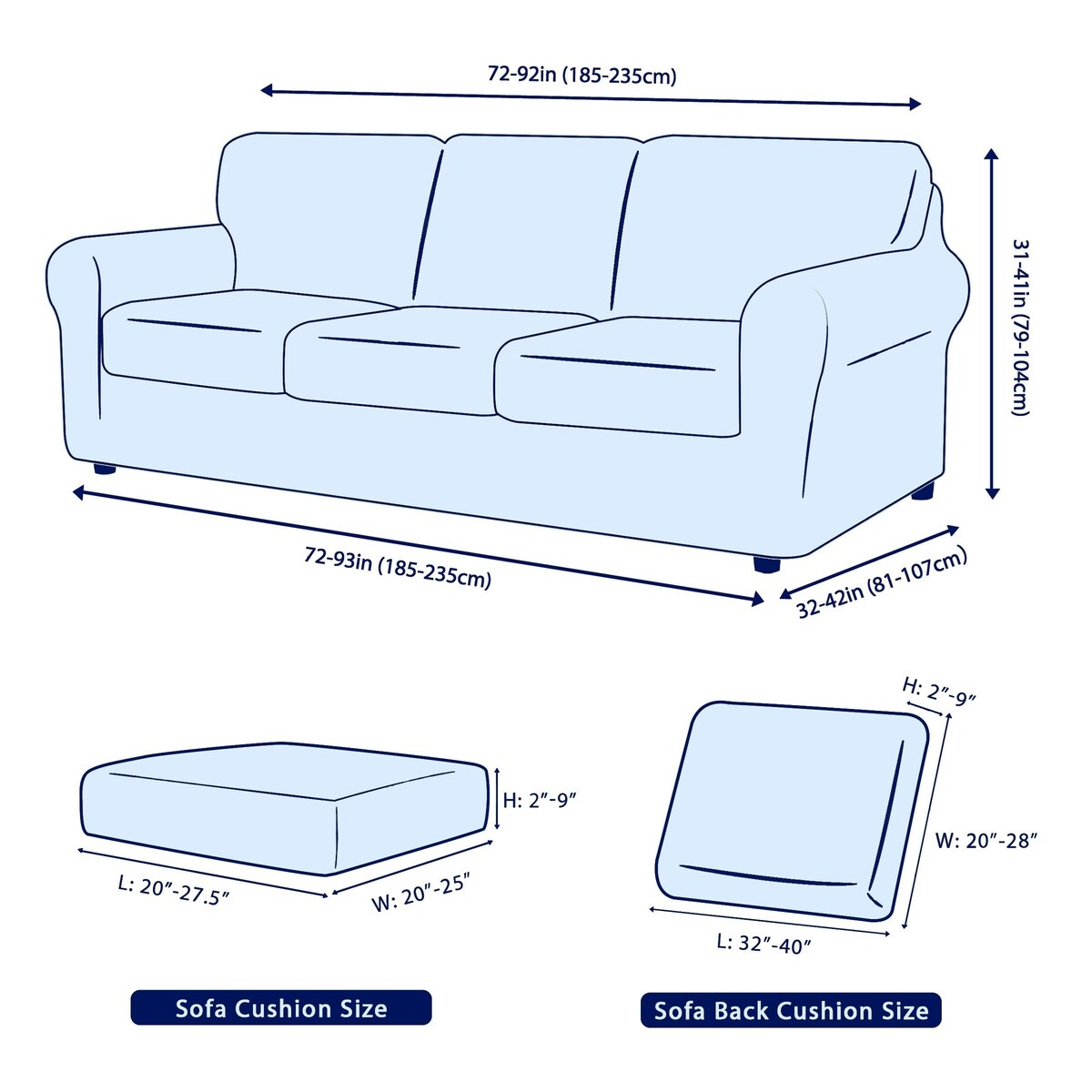 Subrtex 7-Piece Stretch Sofa Slipcover Sets with 3 Backrest Cushion Covers and 3 Seat Cushion Covers